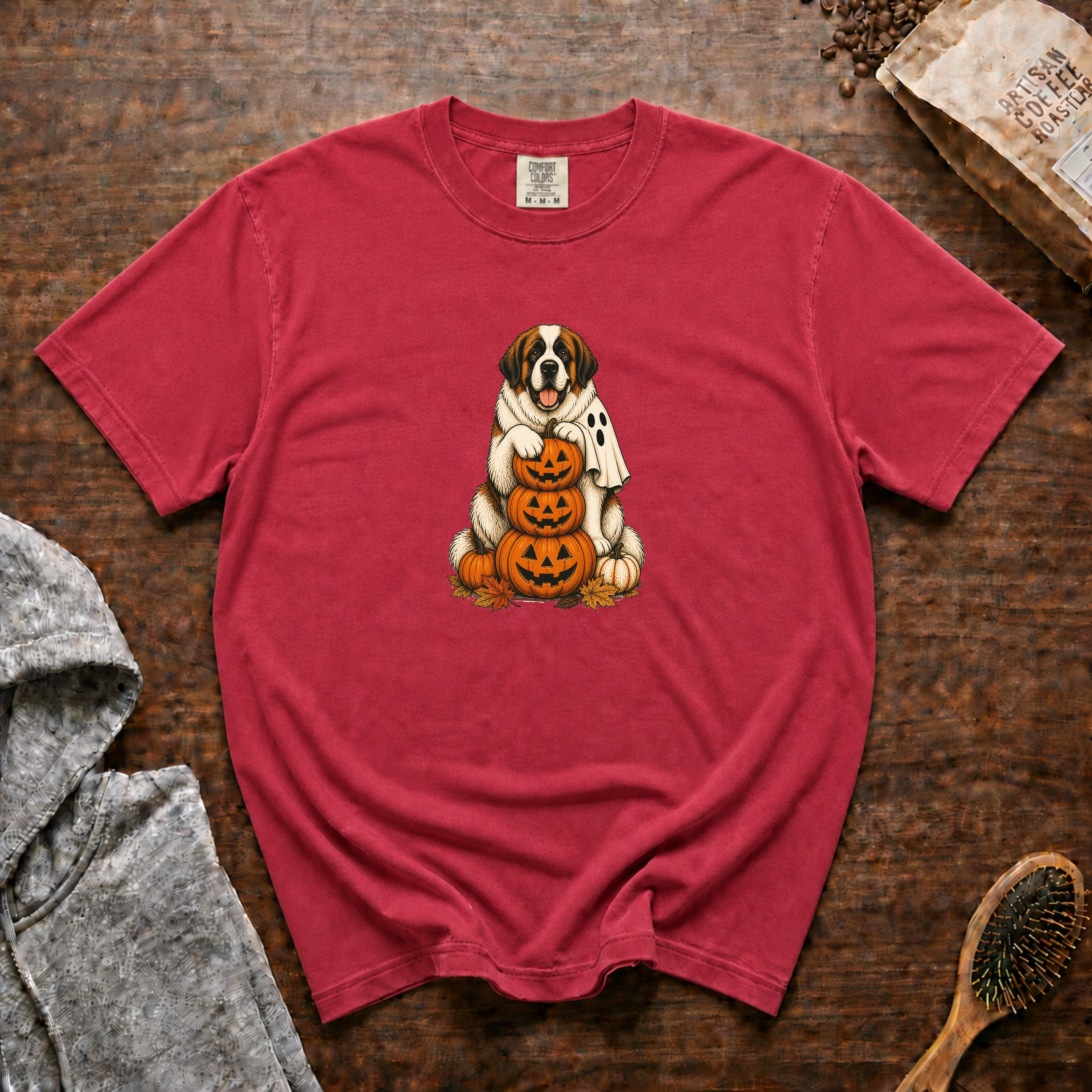Saint Bernard Halloween T-Shirt — Crimson