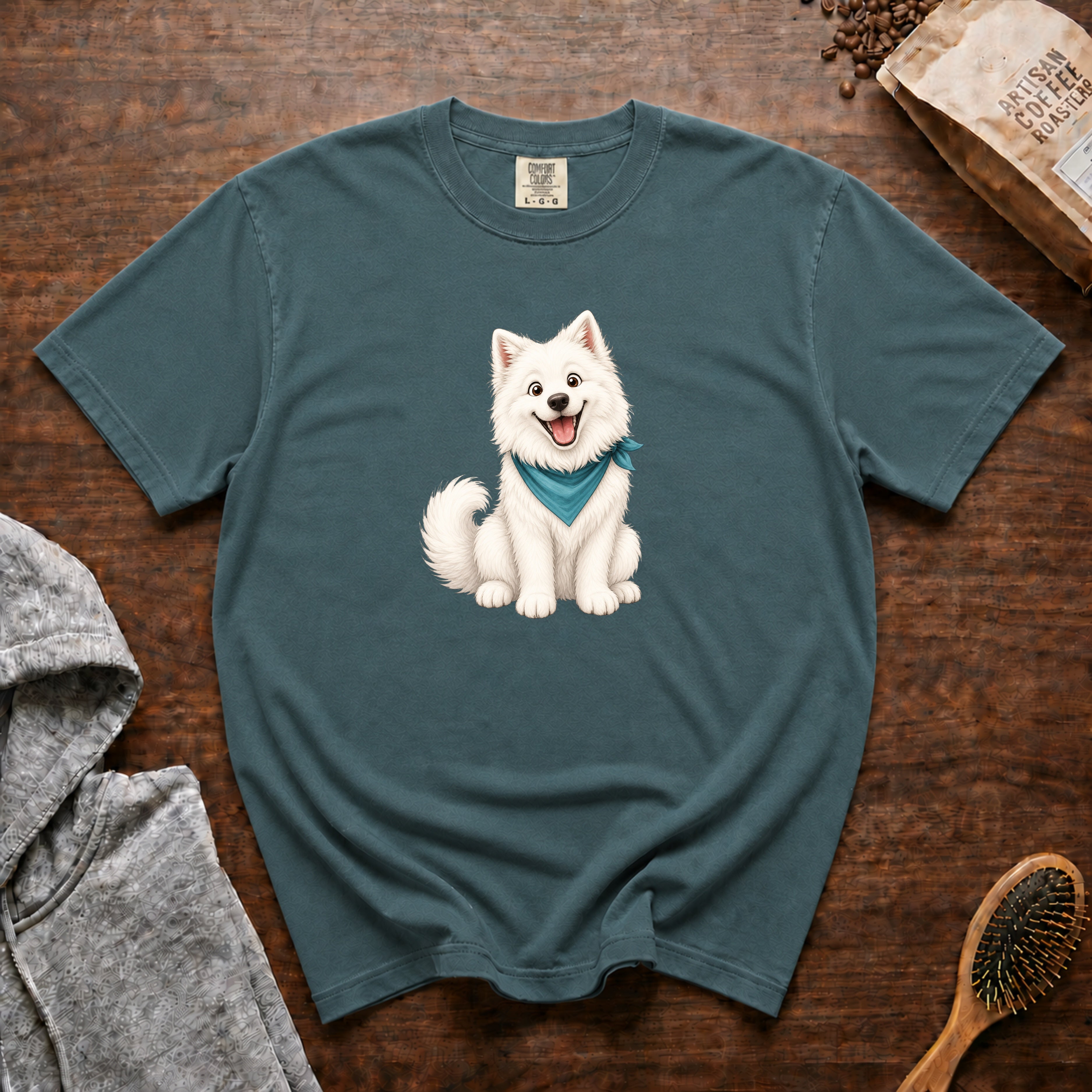 Samoyed Big Smile T-Shirt — Blue Spruce