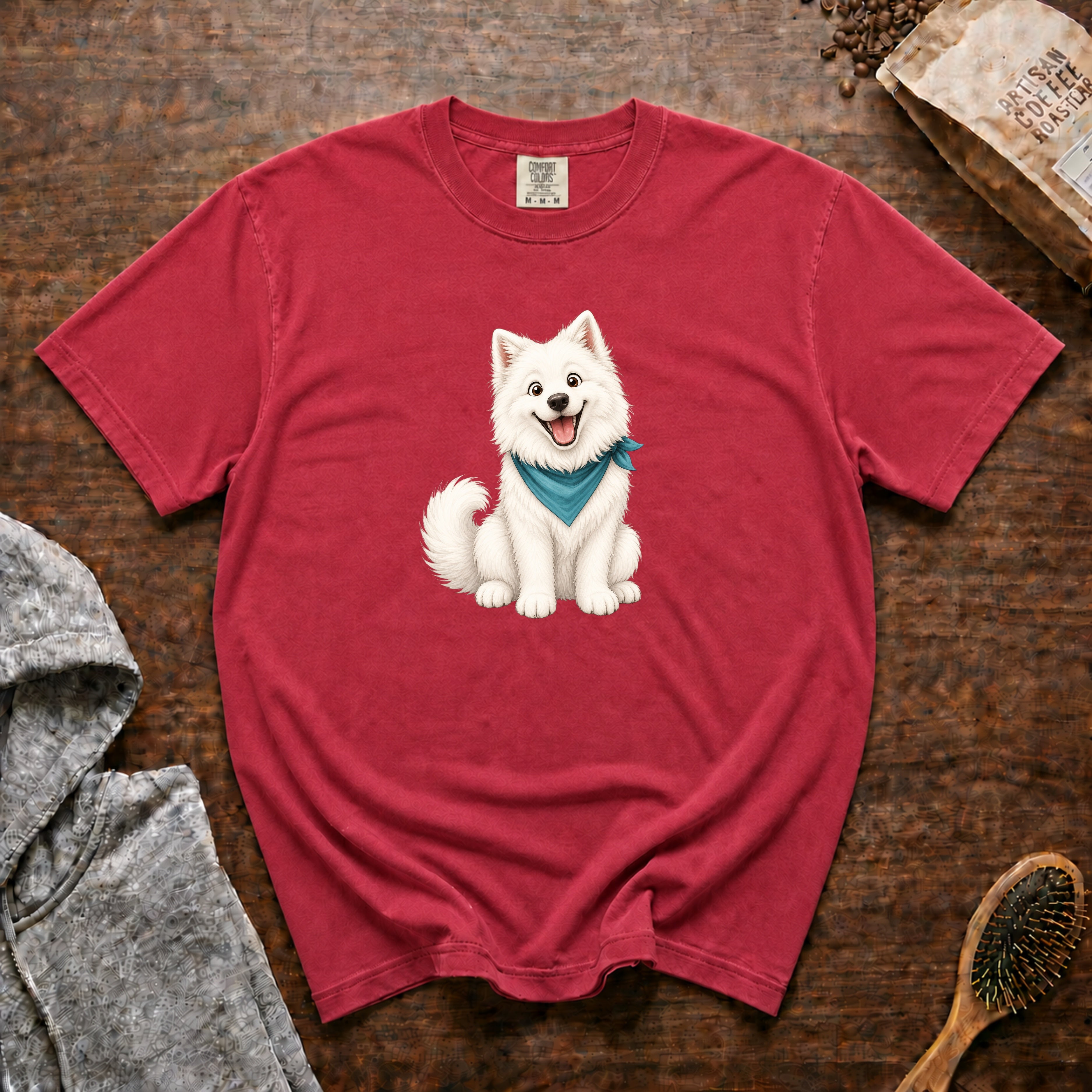 Samoyed Big Smile T-Shirt — Crimson