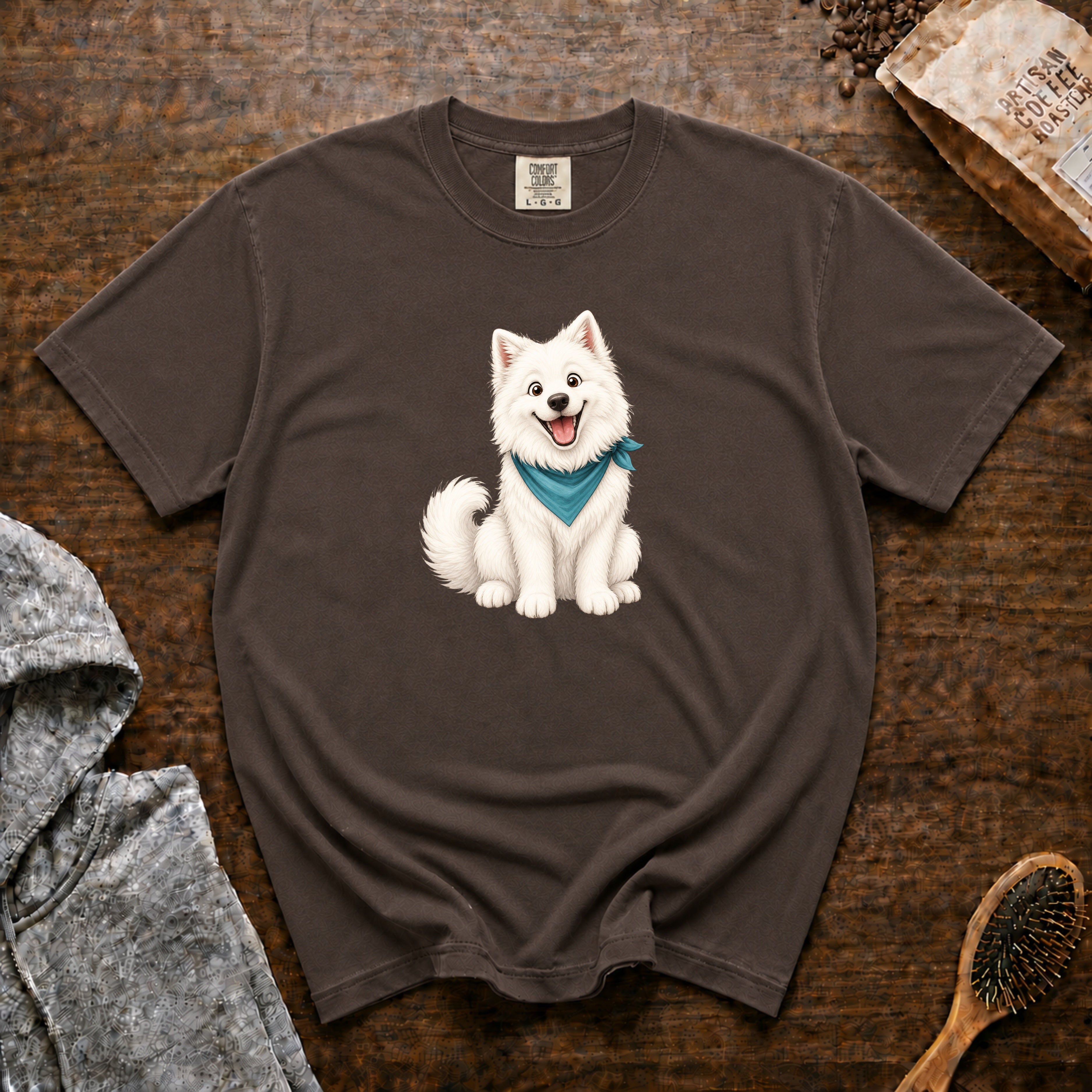 Samoyed Big Smile T-Shirt — Espresso