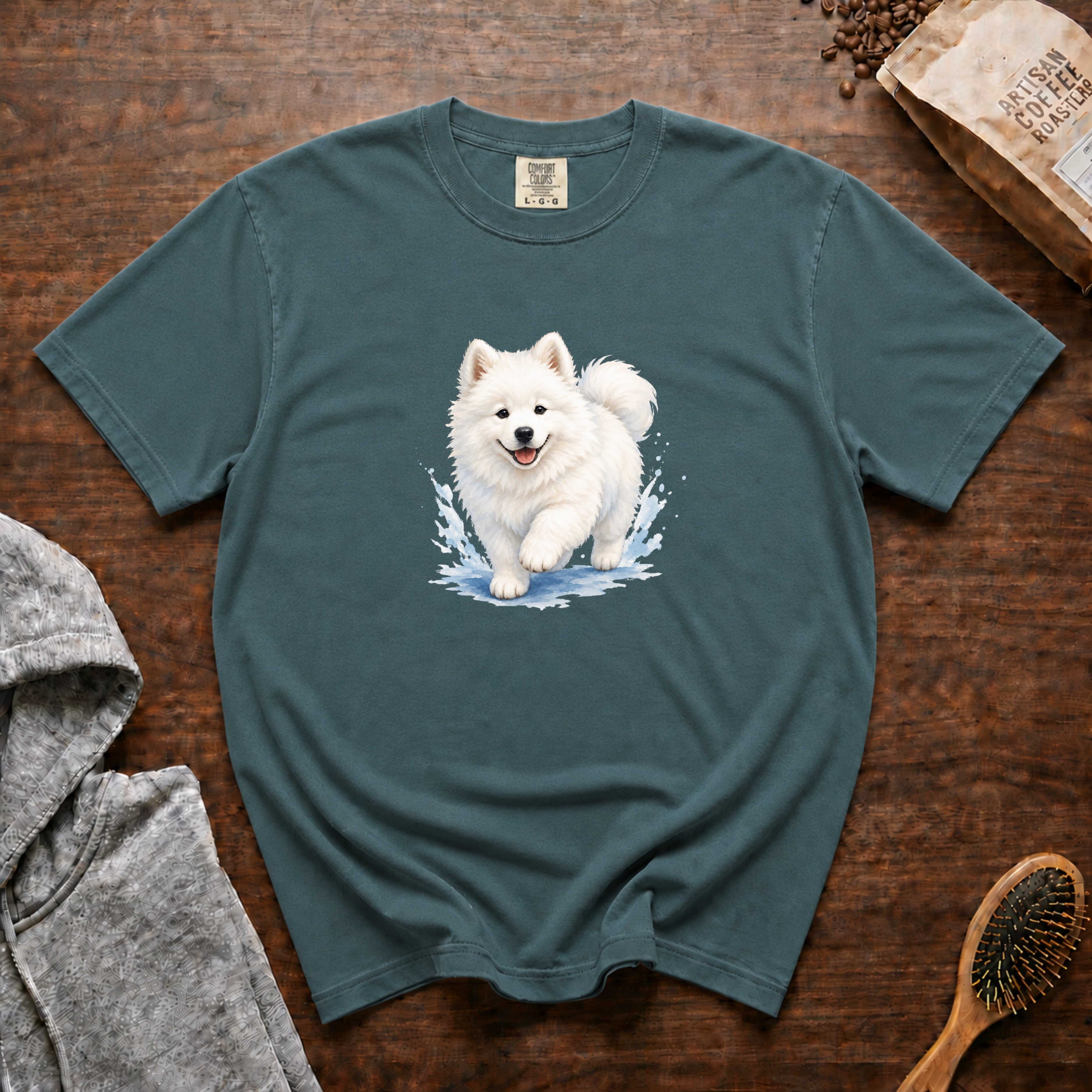Samoyed Cloud Puppy T-Shirt — Blue Spruce