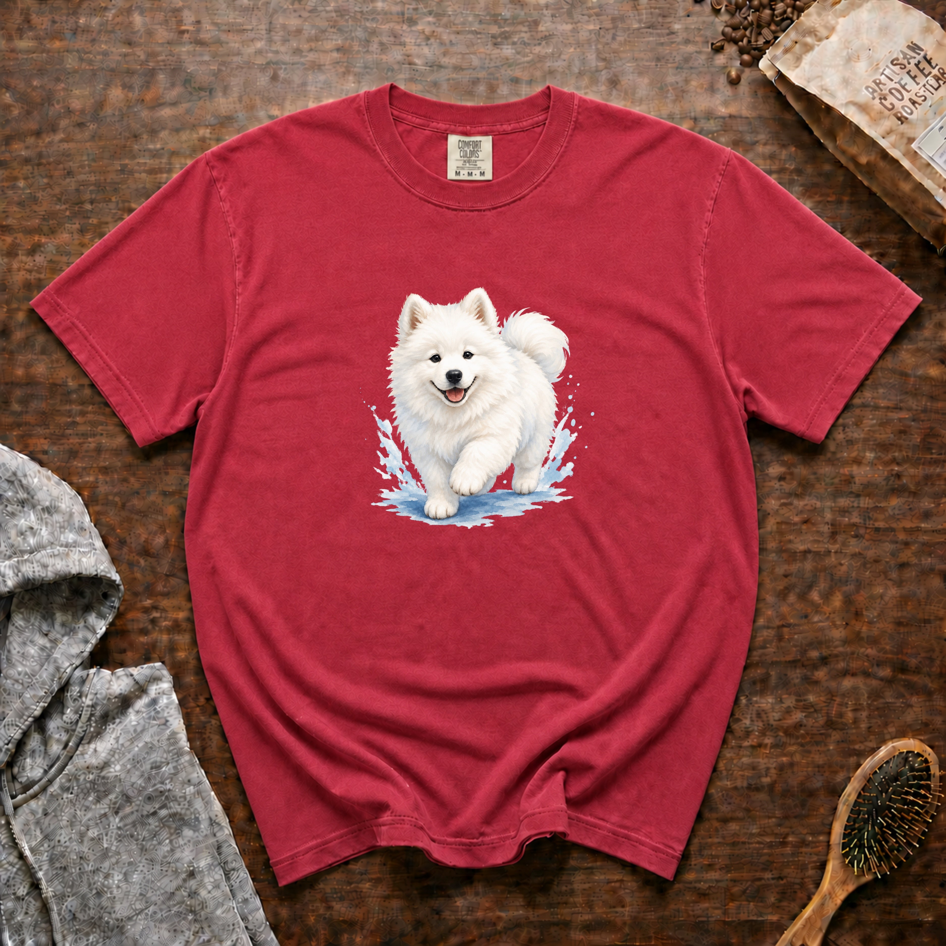 Samoyed Cloud Puppy T-Shirt — Crimson