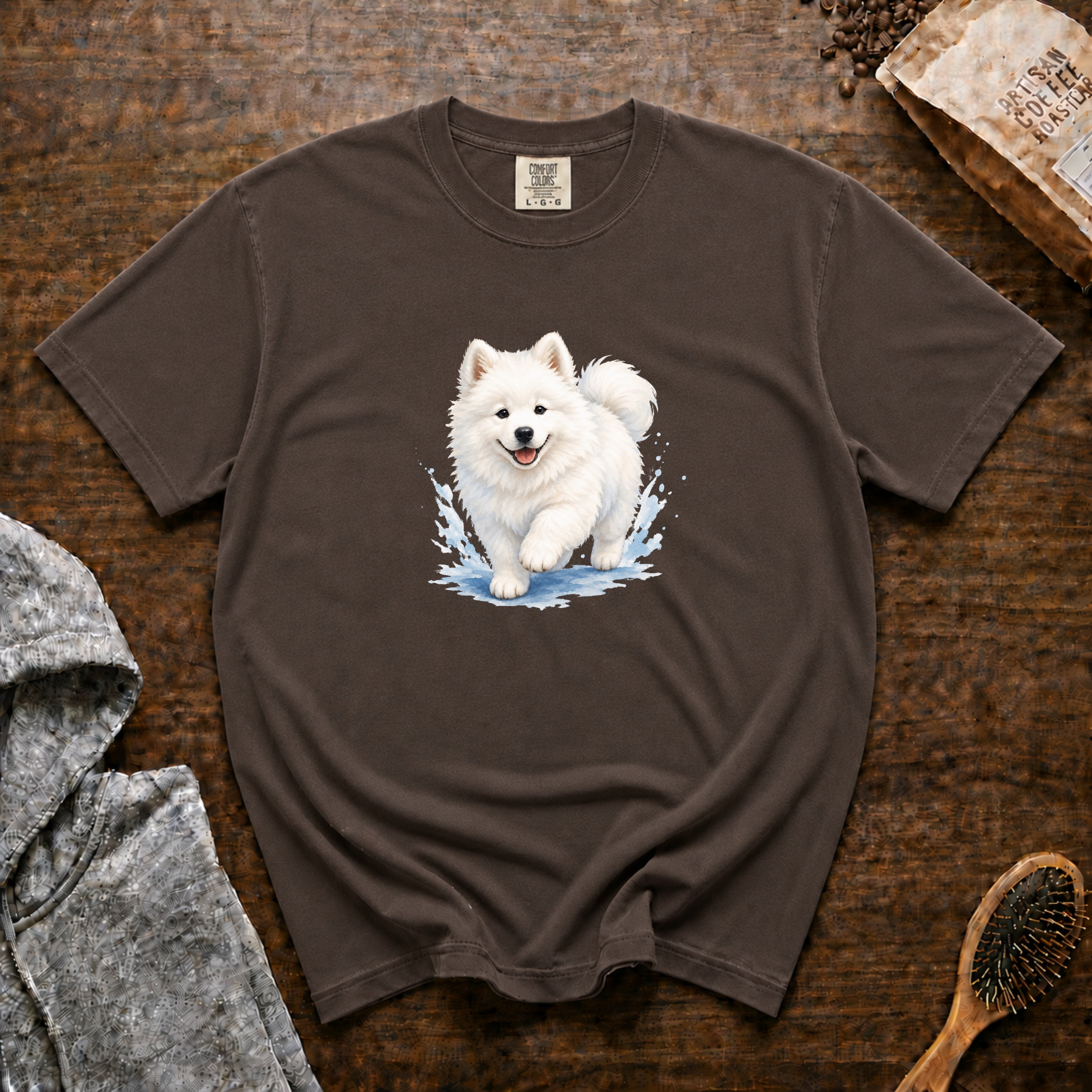 Samoyed Cloud Puppy T-Shirt — Espresso