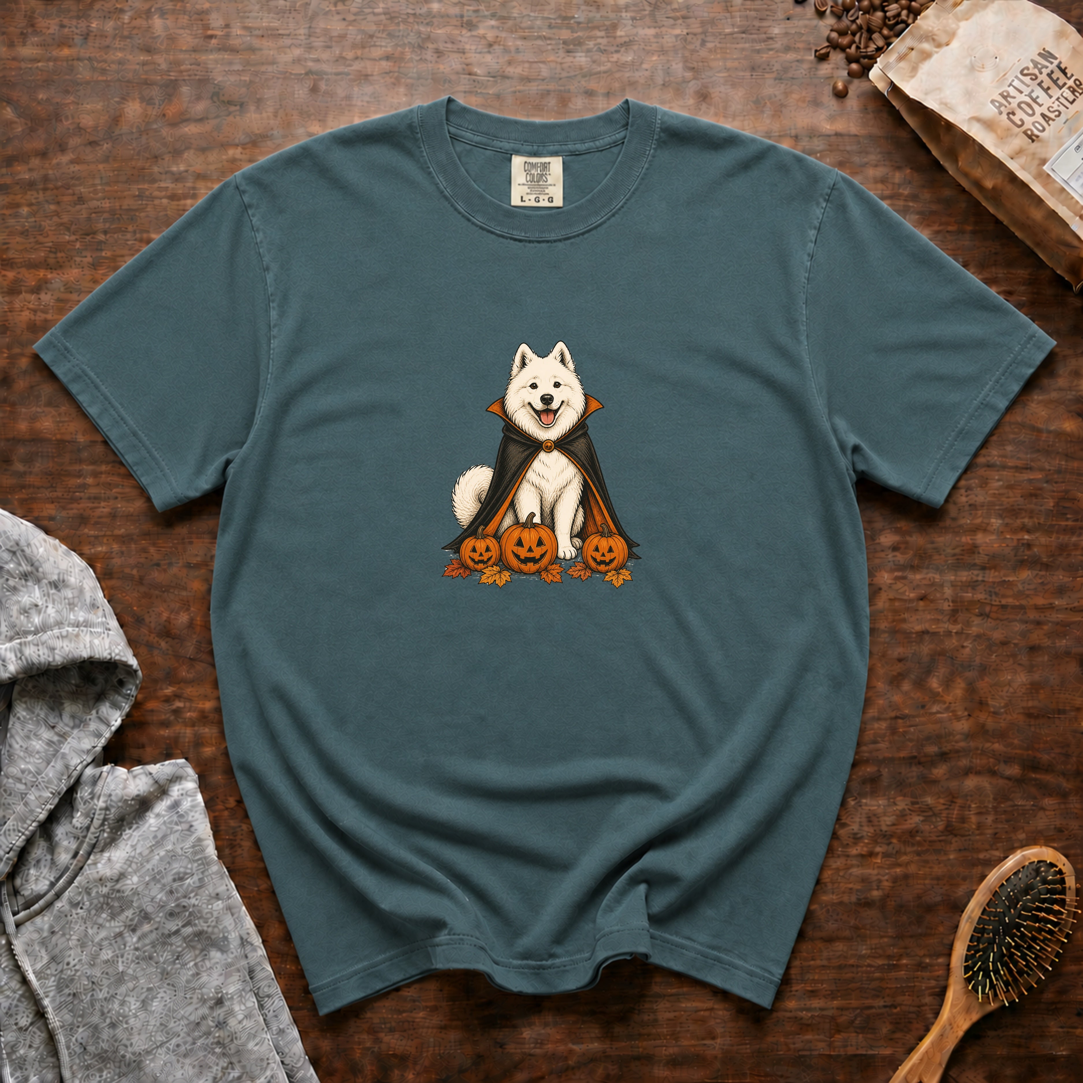 Samoyed Halloween T-Shirt — Blue Spruce