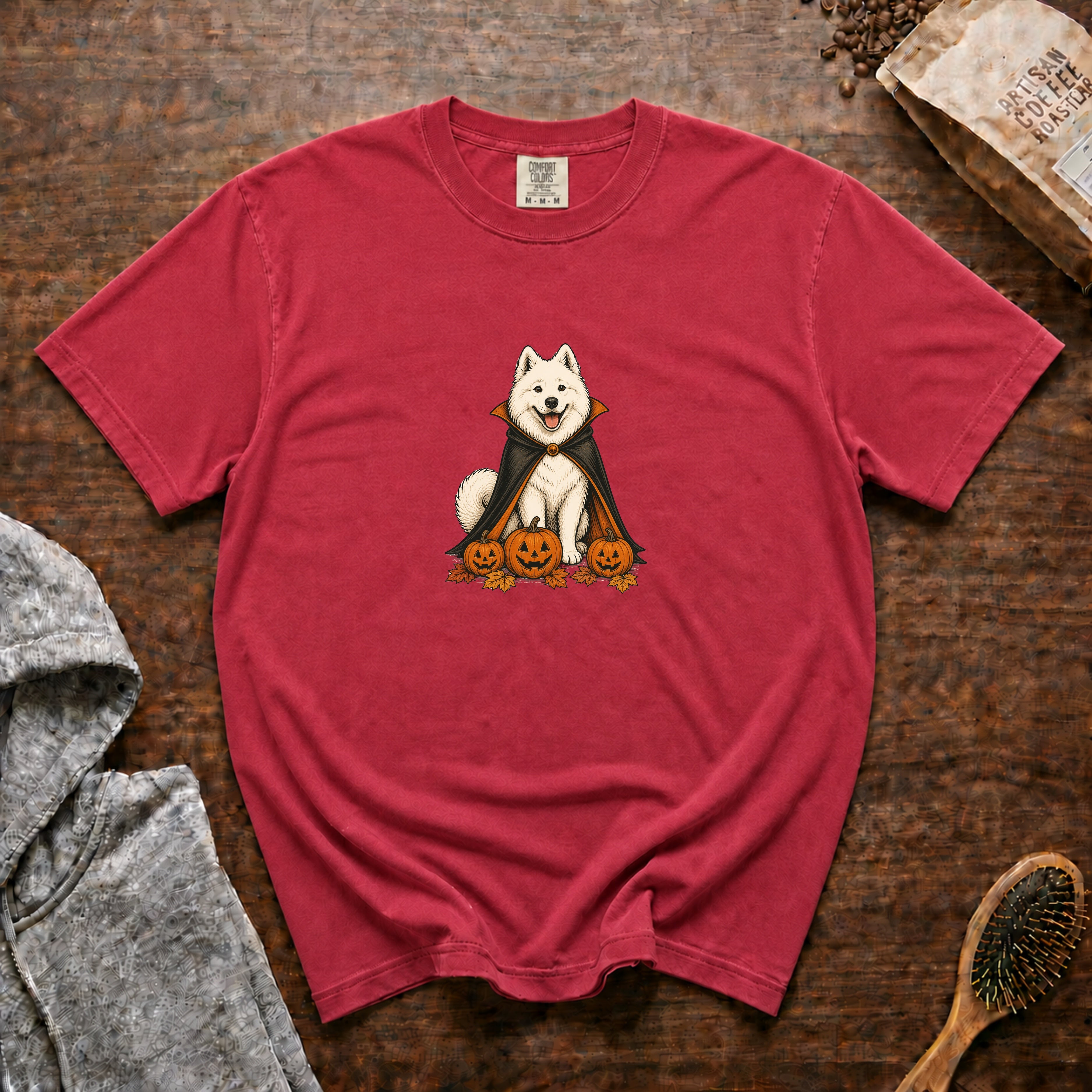 Samoyed Halloween T-Shirt — Crimson