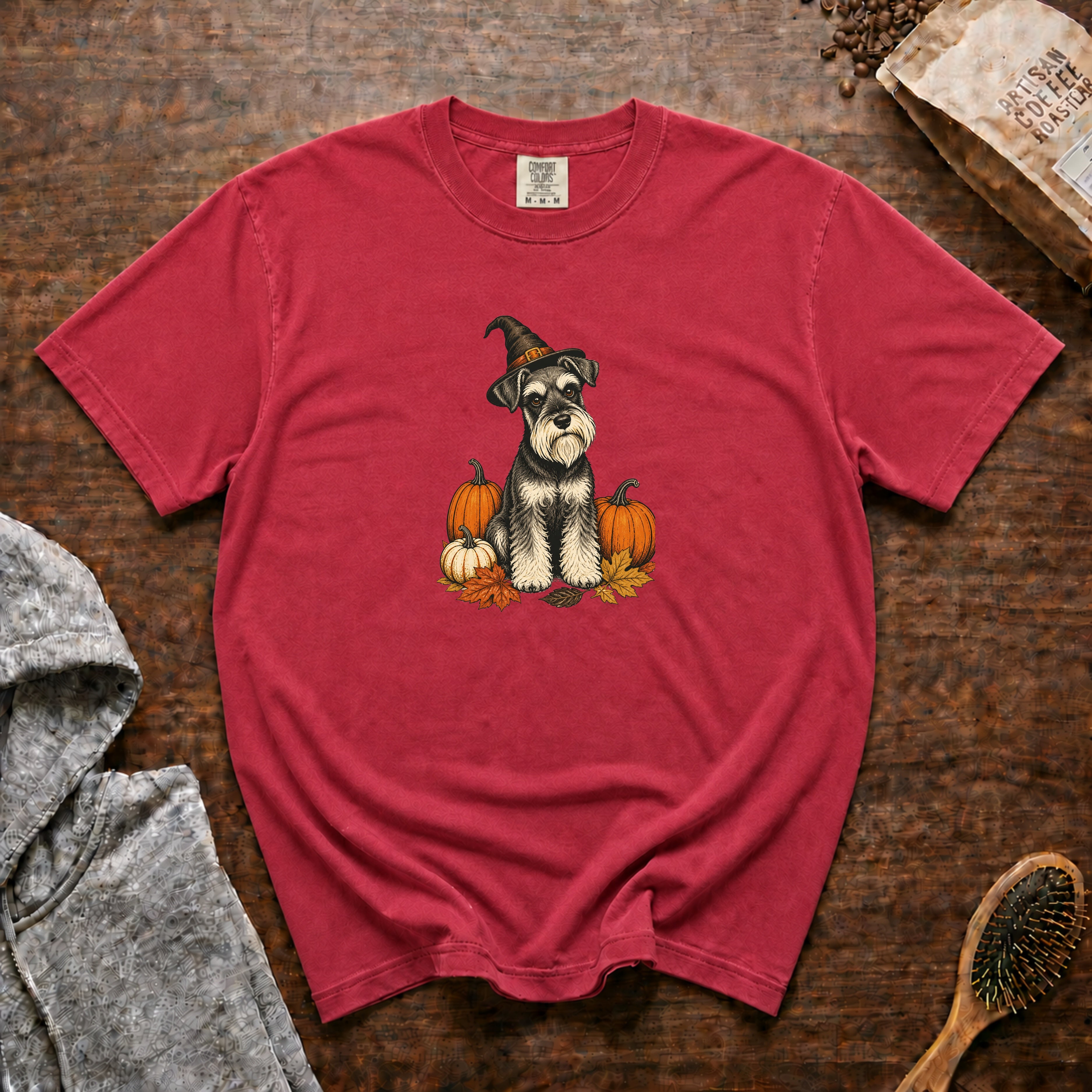 Schnauzer Halloween T-Shirt — Crimson