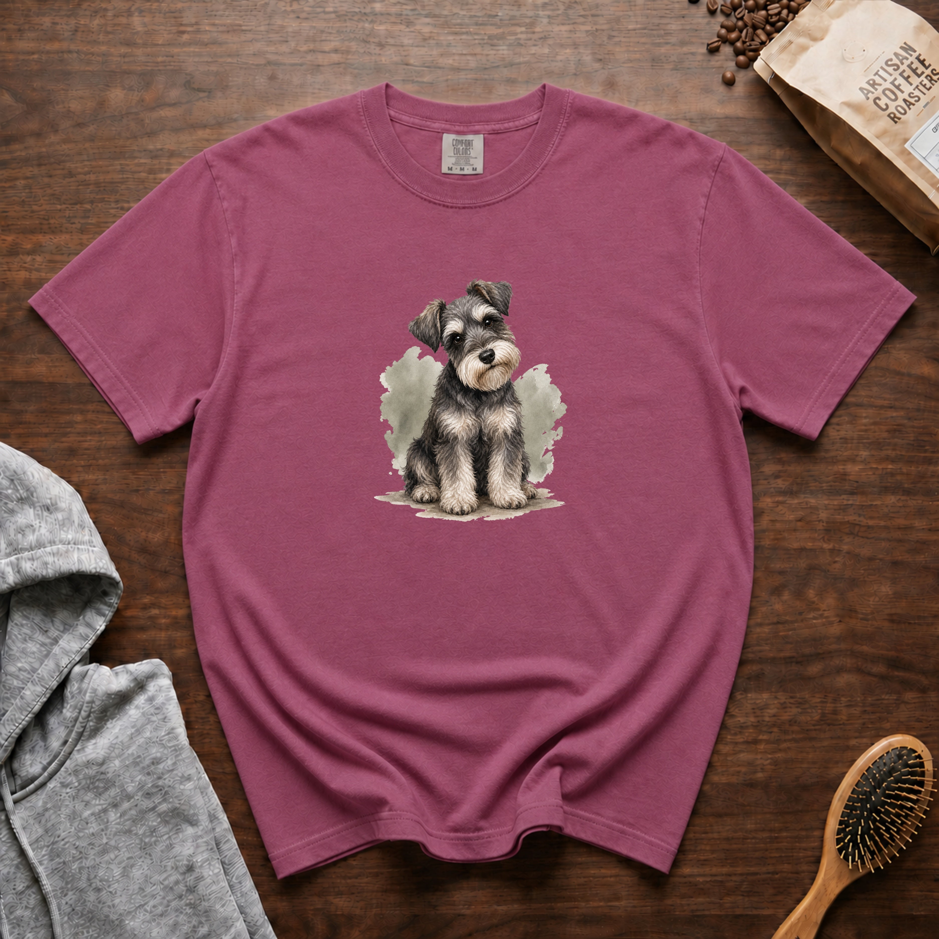 Schnauzer Little Professor T-Shirt — Berry