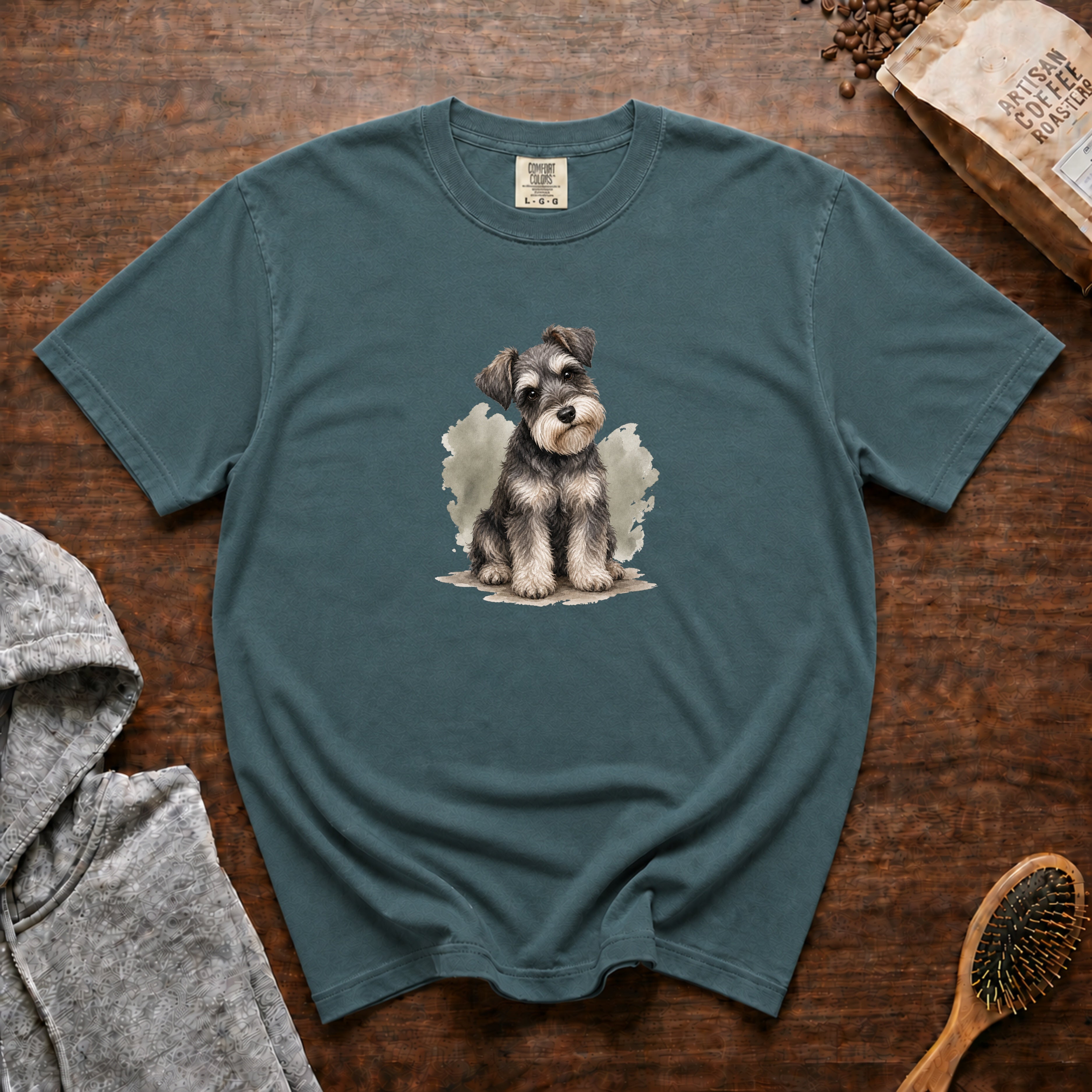Schnauzer Little Professor T-Shirt — Blue Spruce