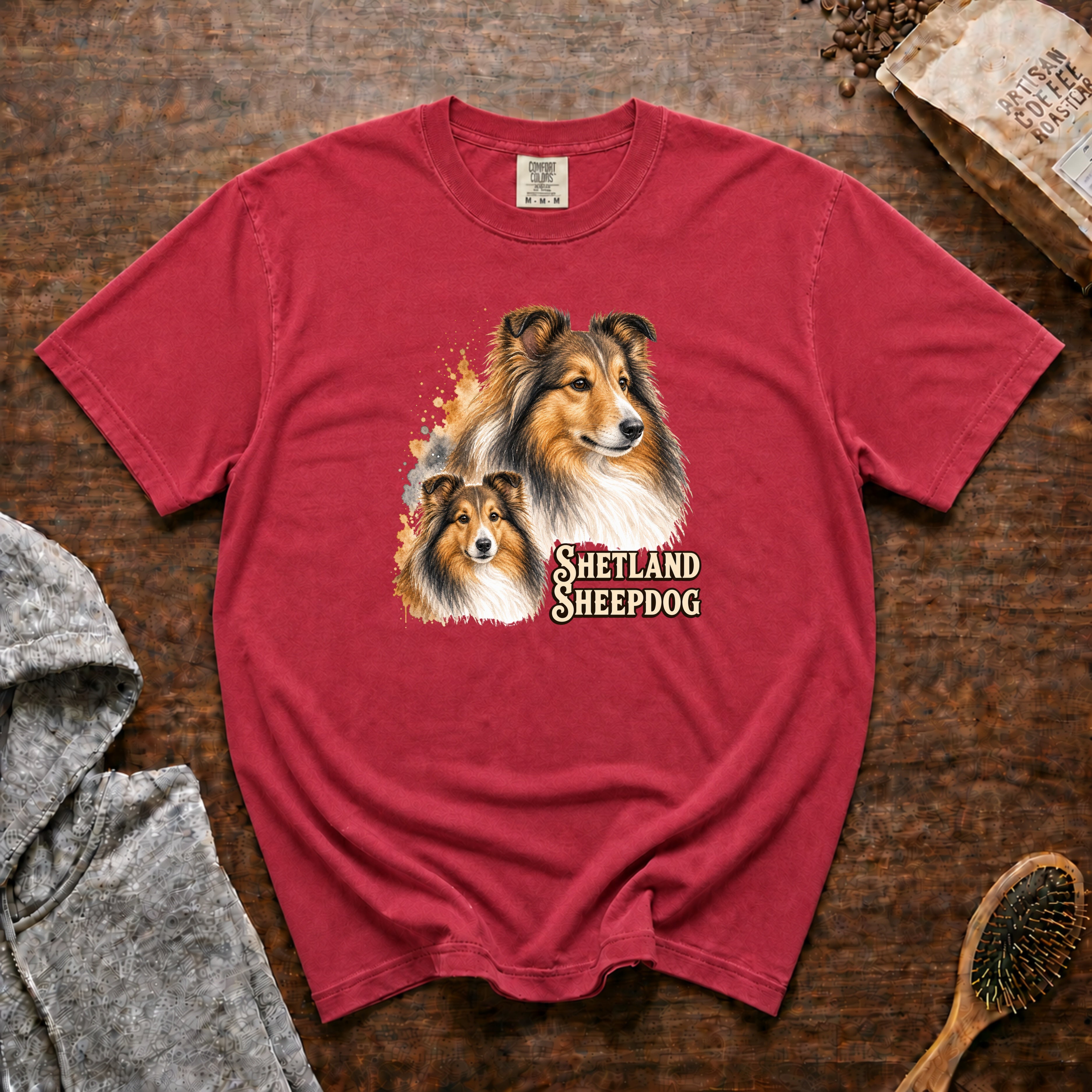 Shetland Sheepdog T-Shirt — Crimson