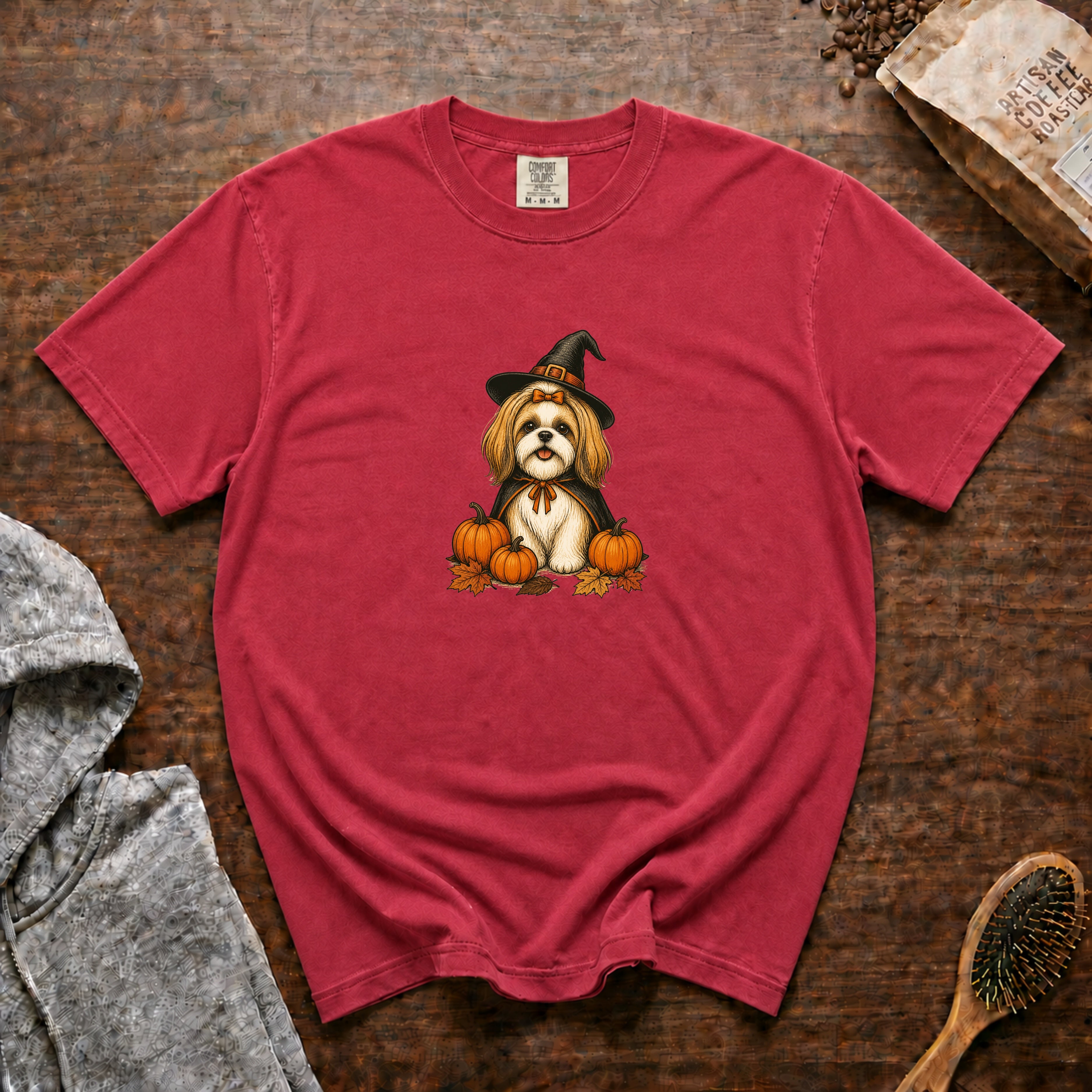 Shih Tzu Halloween T-Shirt — Crimson