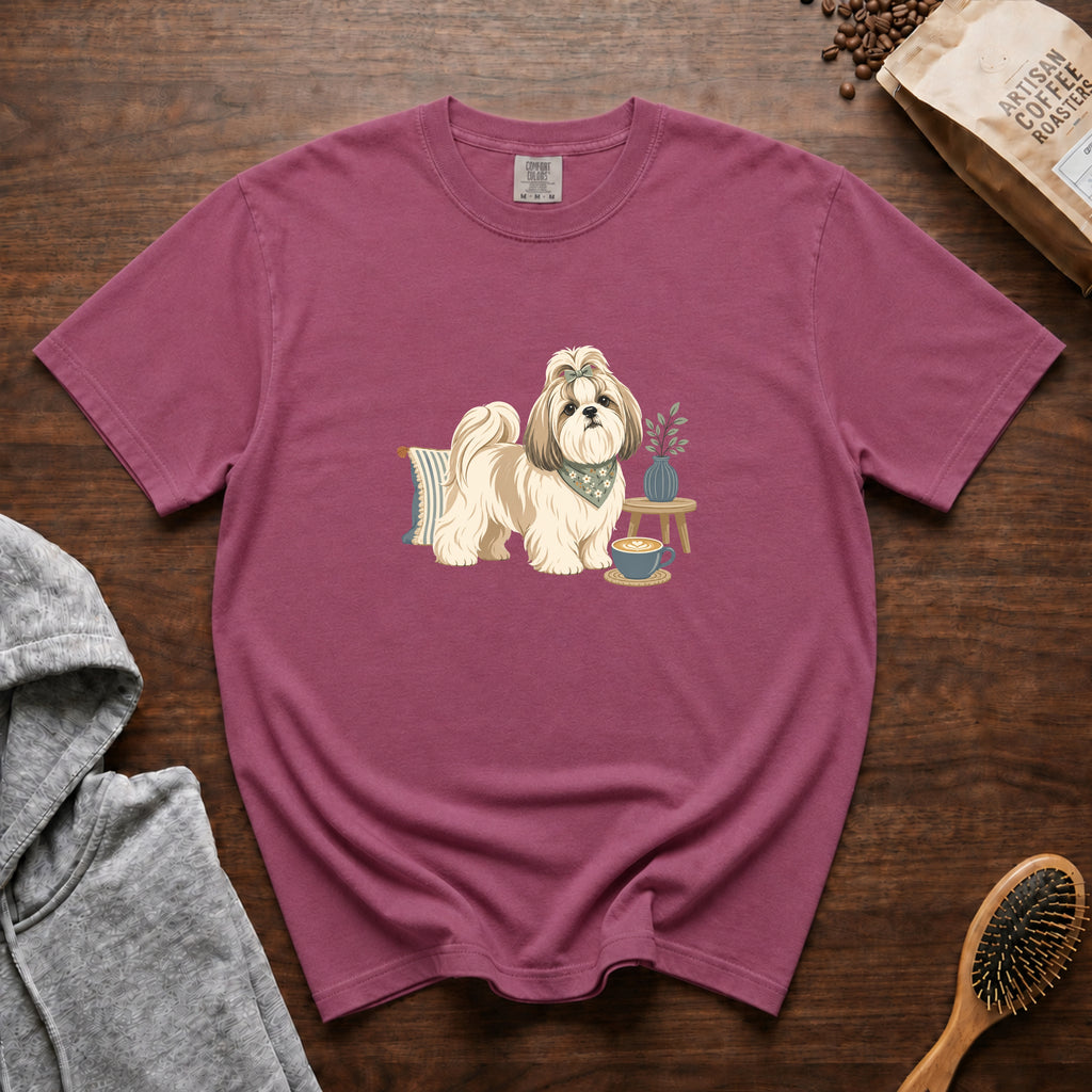 Shih Tzu Silk Pillow Latte 1 T-Shirt — Berry
