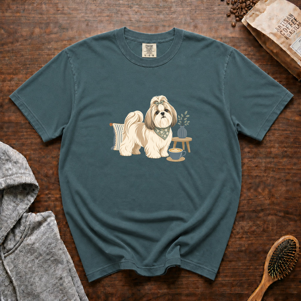 Shih Tzu Silk Pillow Latte 1 T-Shirt — Blue Spruce