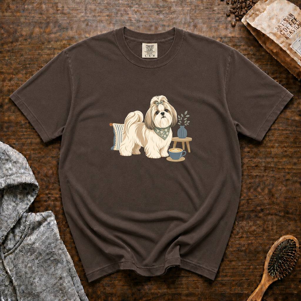 Shih Tzu Silk Pillow Latte 1 T-Shirt — Espresso