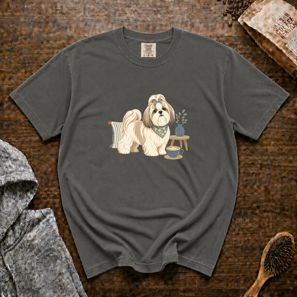 Shih Tzu Silk Pillow Latte 1 T-Shirt — Pepper