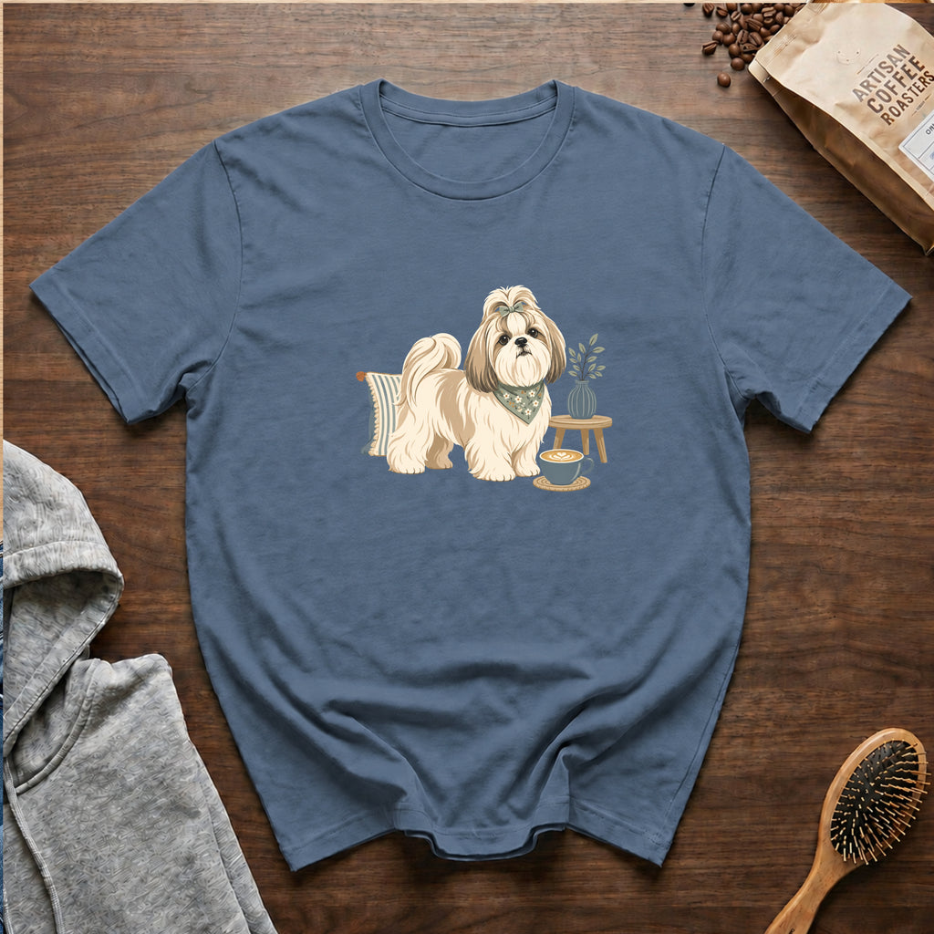 Shih Tzu Silk Pillow Latte T-Shirt — Blue Jean