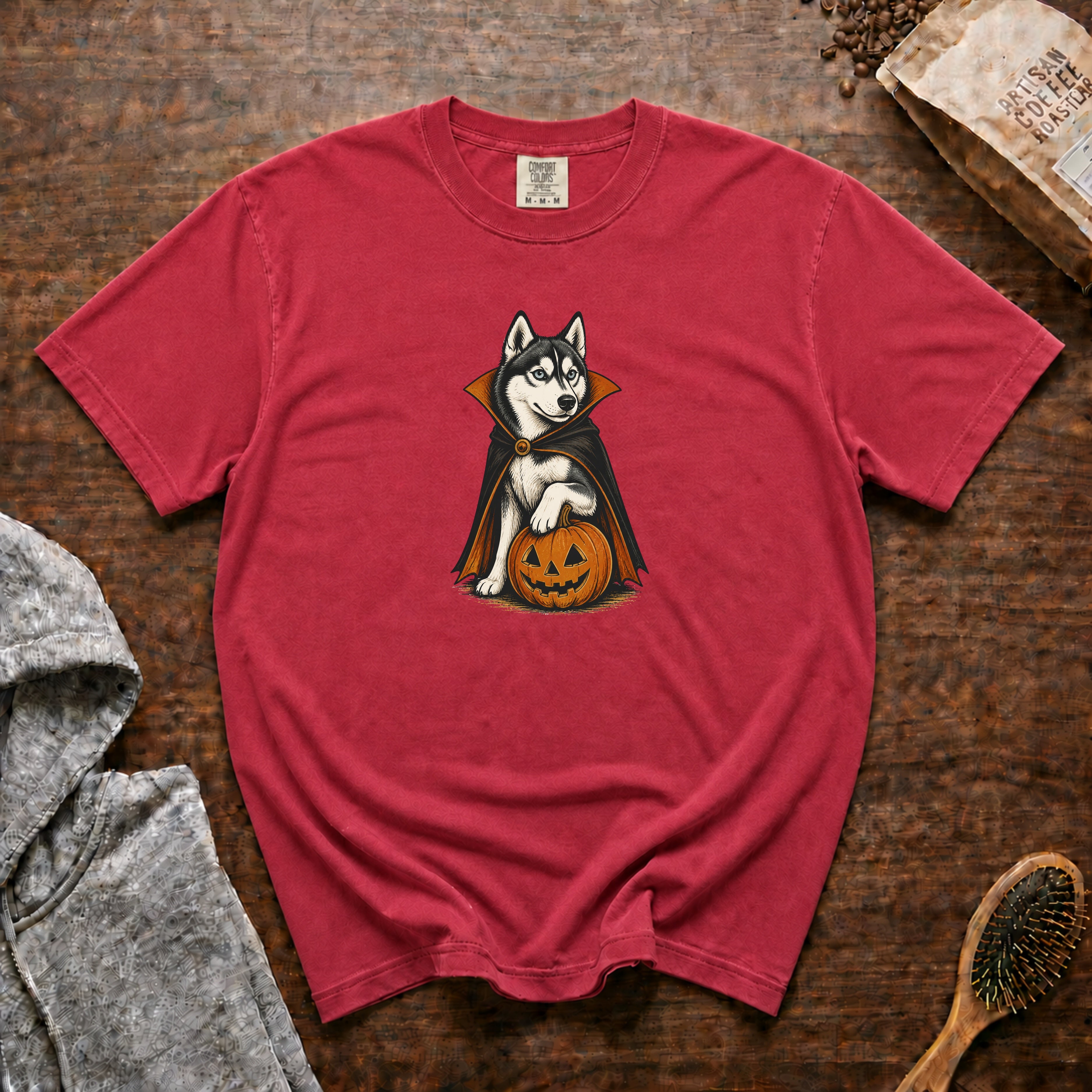 Siberian Husky Halloween T-Shirt — Crimson