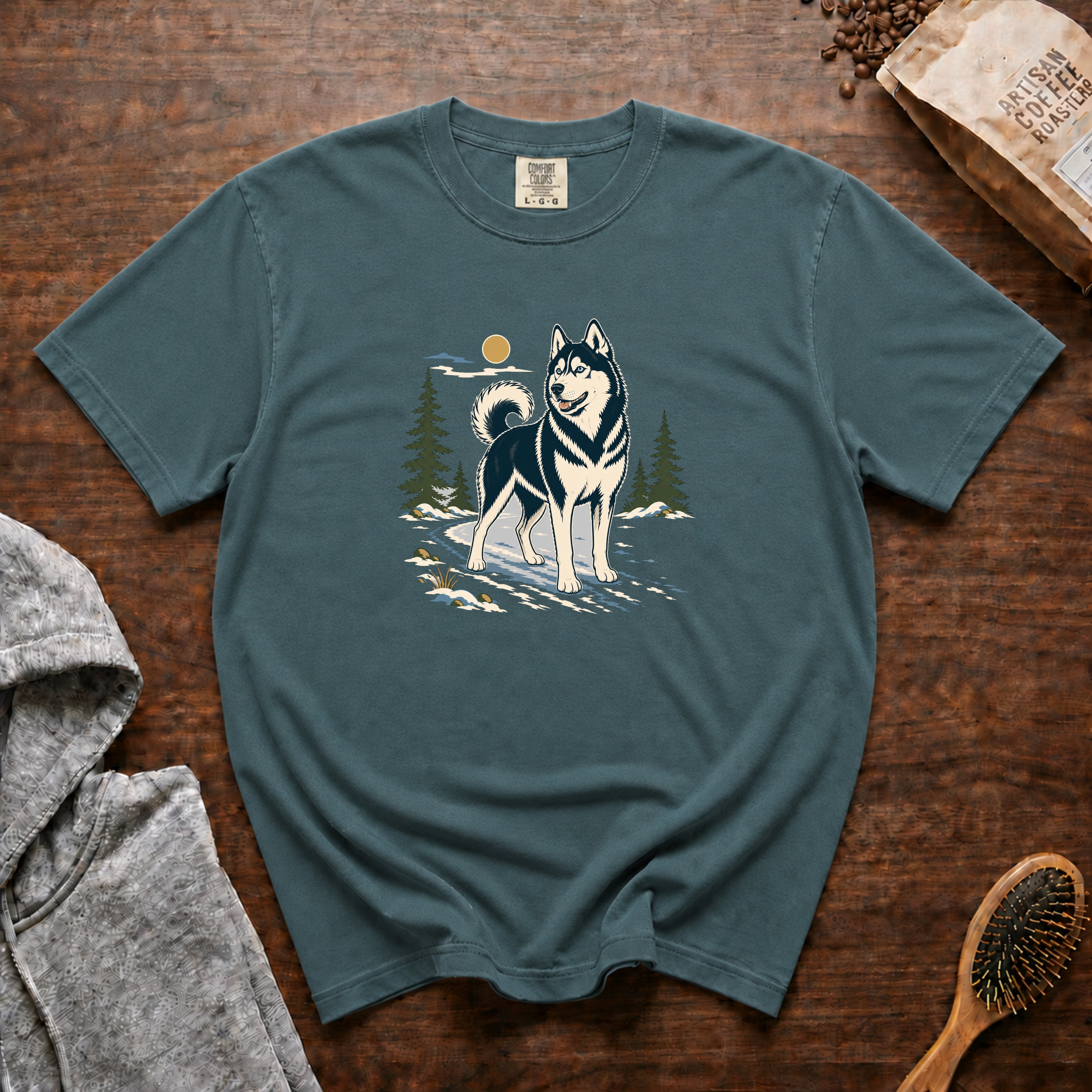 Siberian Husky T-Shirt — Blue Spruce