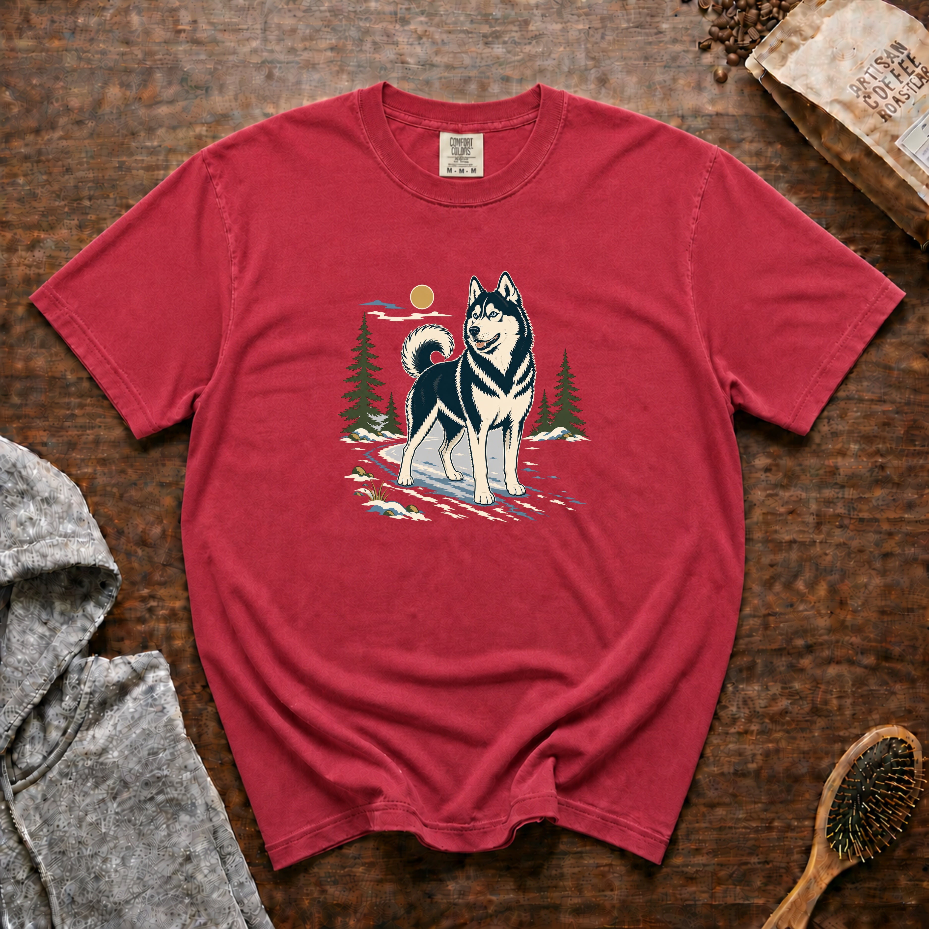 Siberian Husky T-Shirt — Crimson
