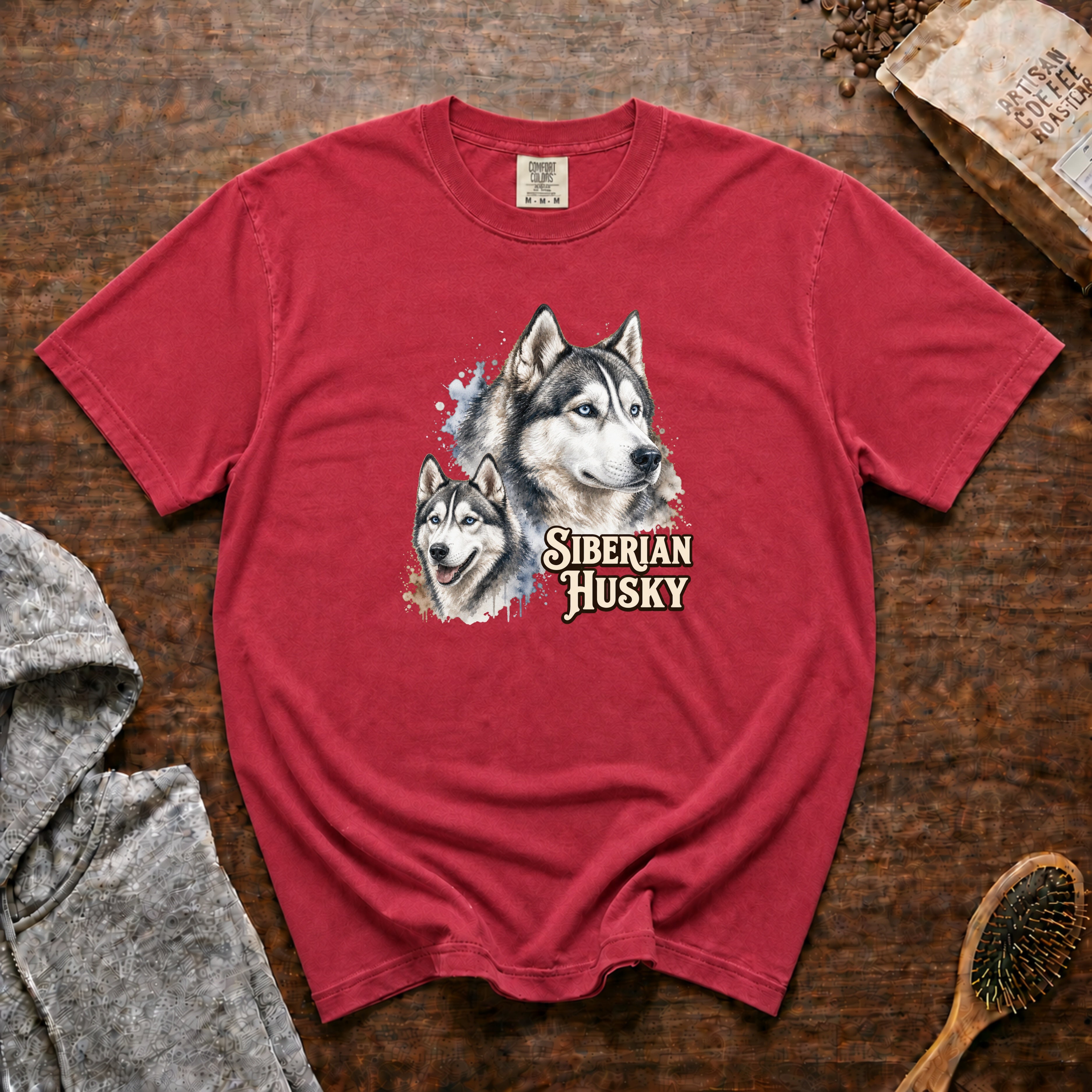 Siberian Husky T-Shirt — Crimson