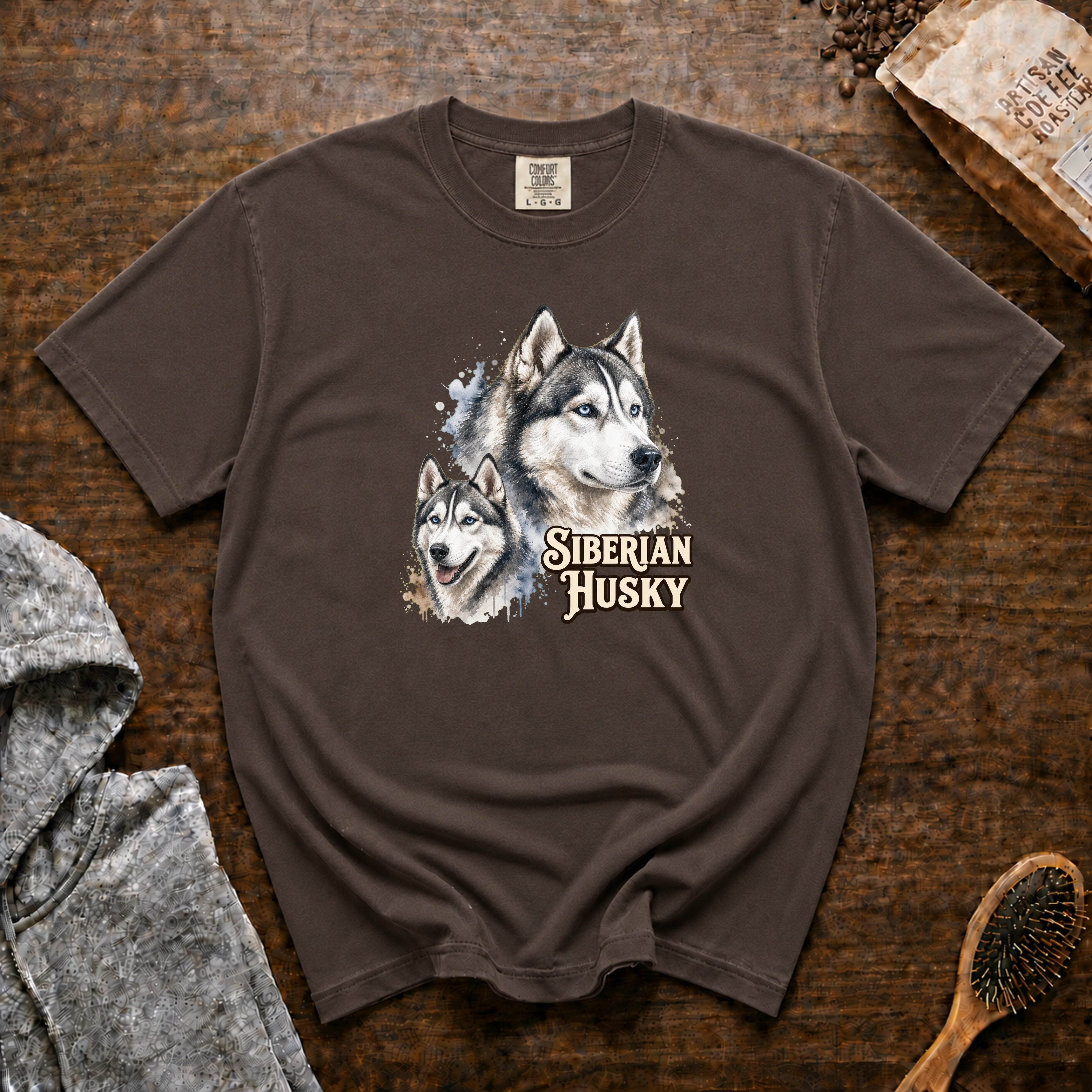 Siberian Husky T-Shirt — Espresso