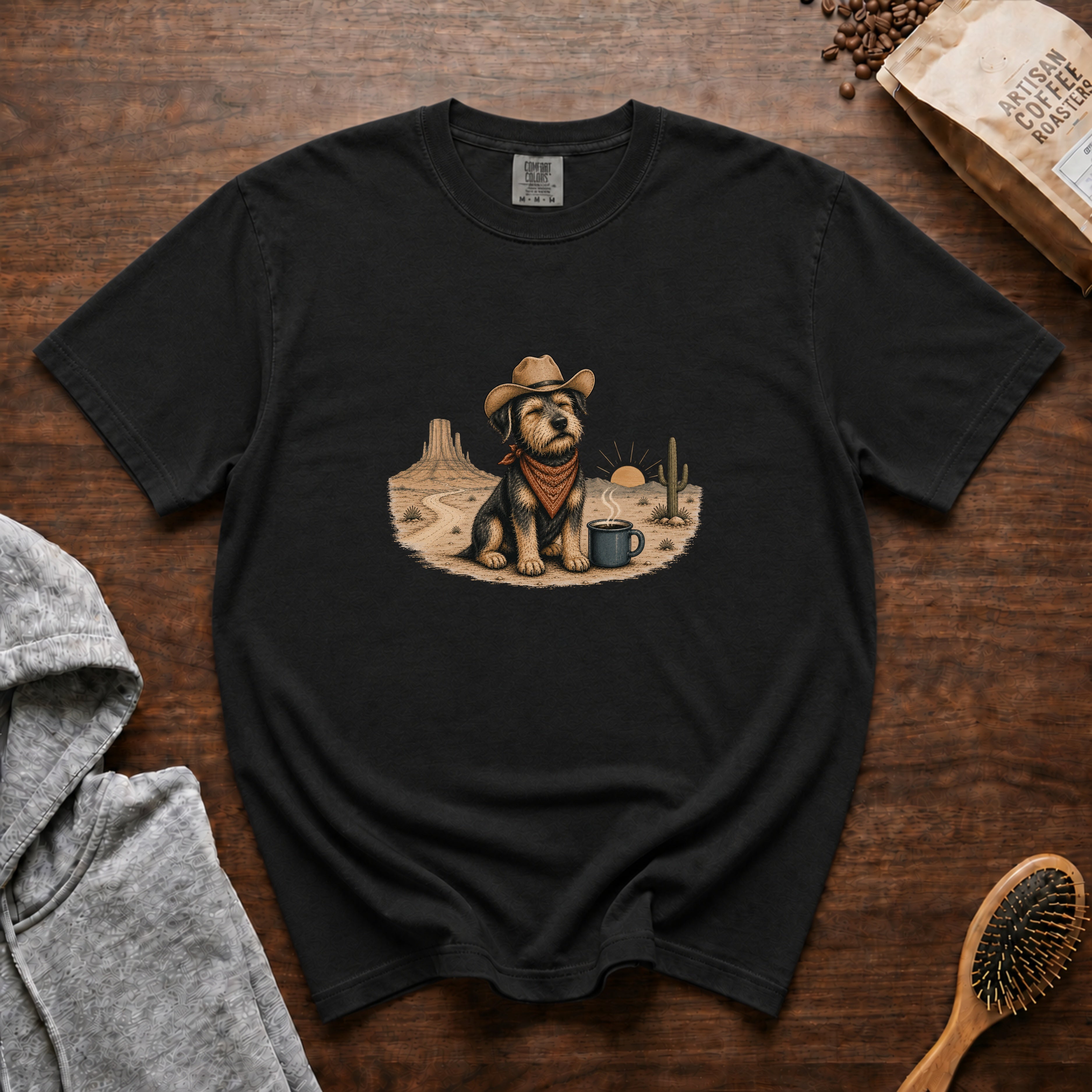 Slow Mornings, Long Trails T-Shirt — Black