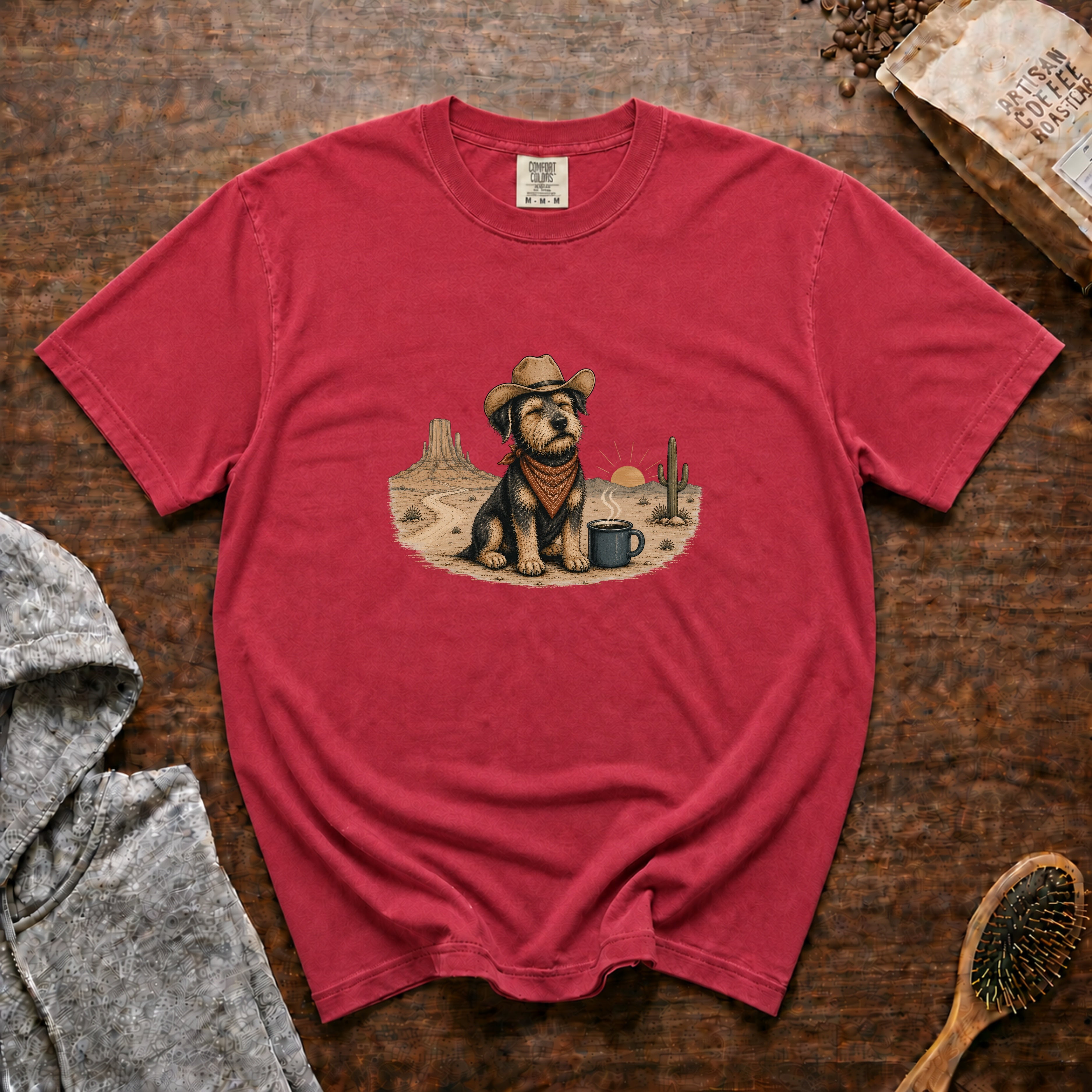 Slow Mornings, Long Trails T-Shirt — Crimson