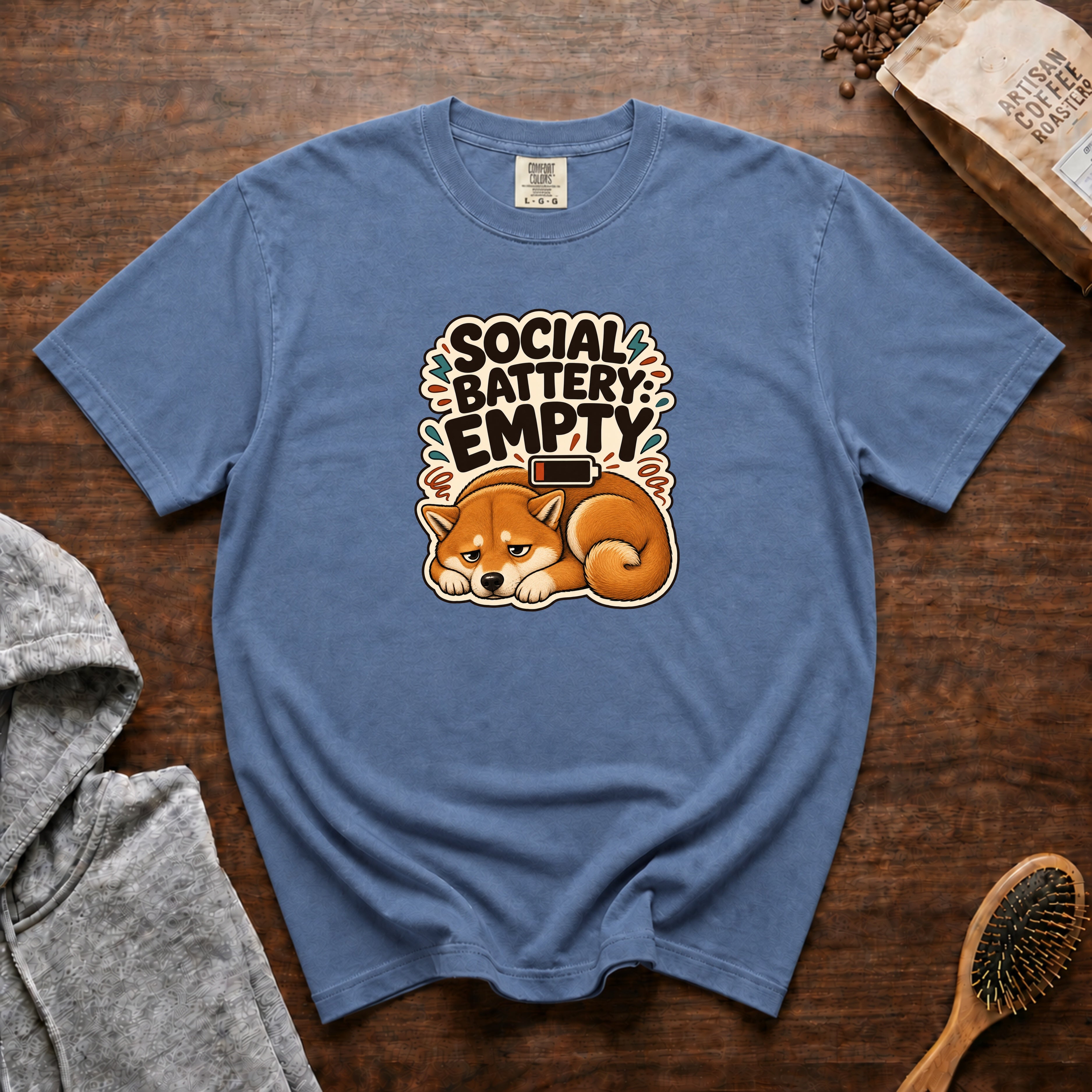 Social Battery Empty T-Shirt — Blue Jean