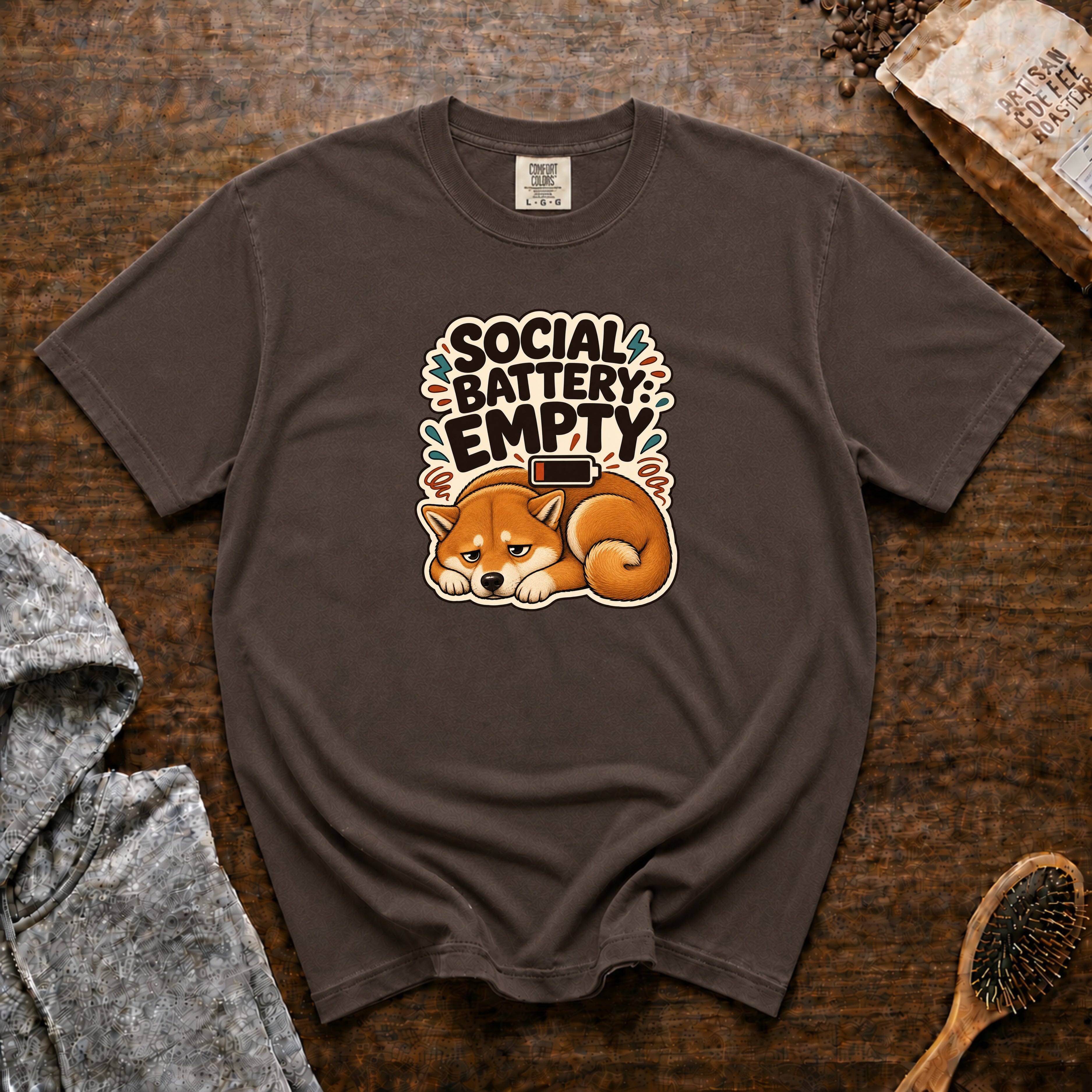 Social Battery Empty T-Shirt — Espresso