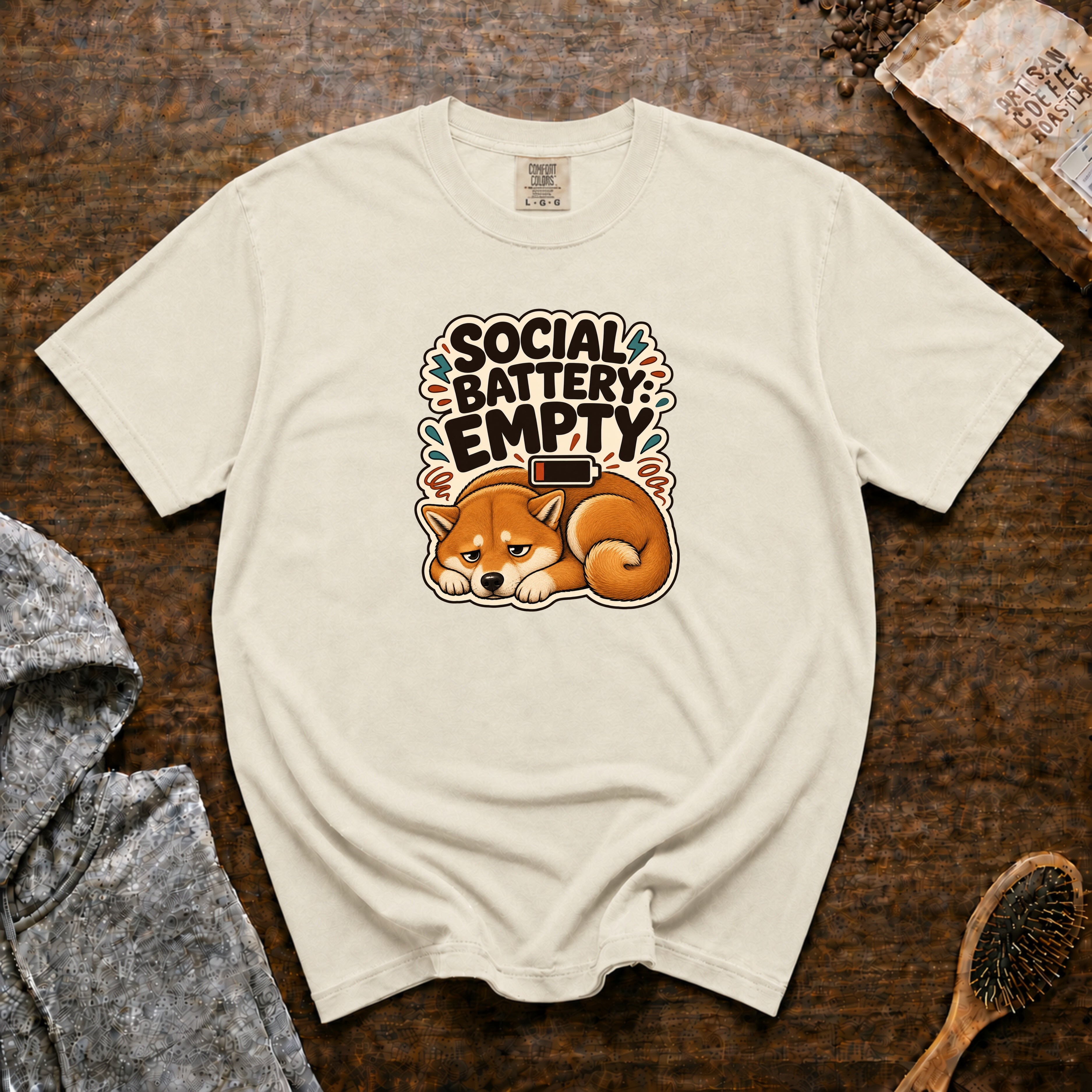 Social Battery Empty T-Shirt — Ivory