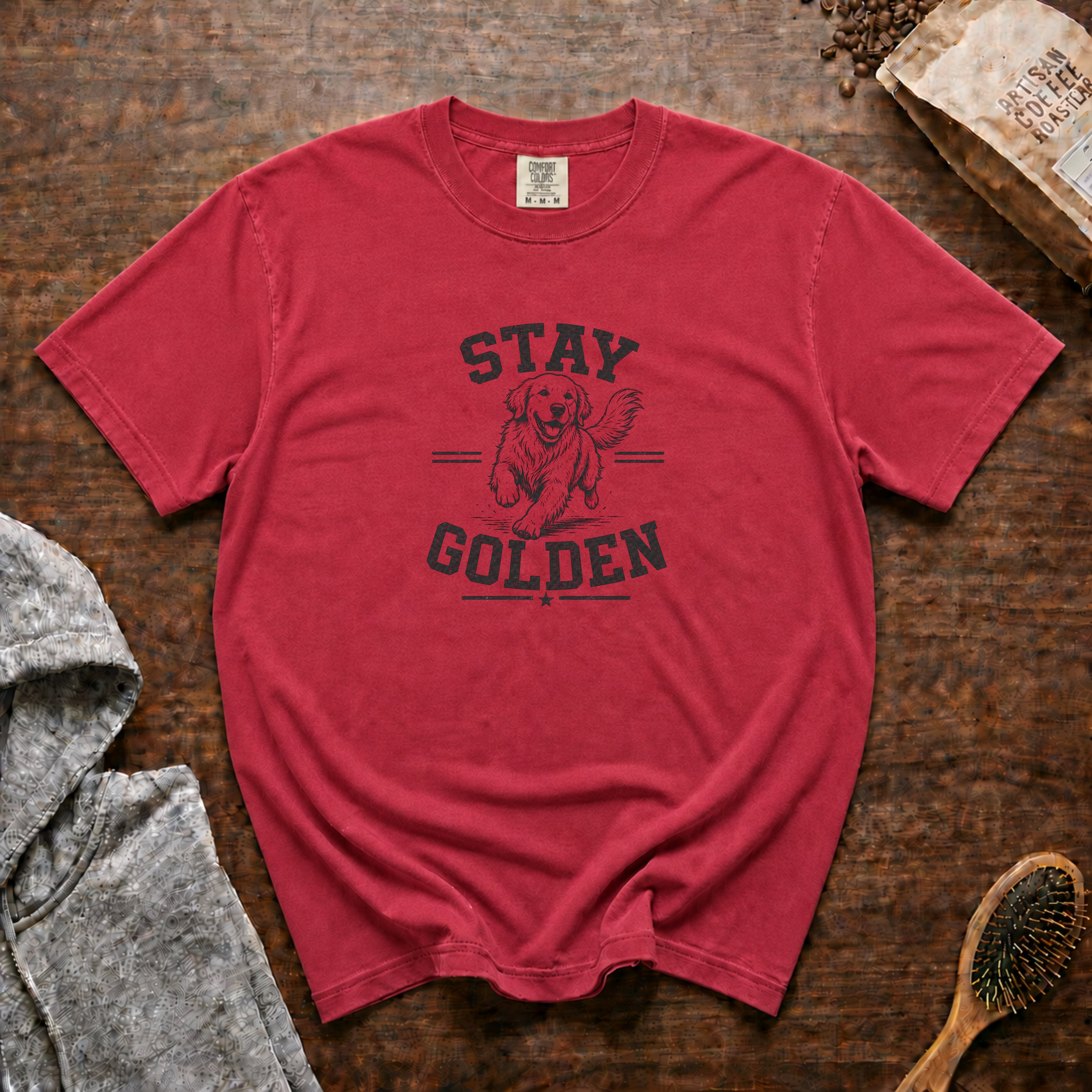 Stay Golden T-Shirt — Crimson