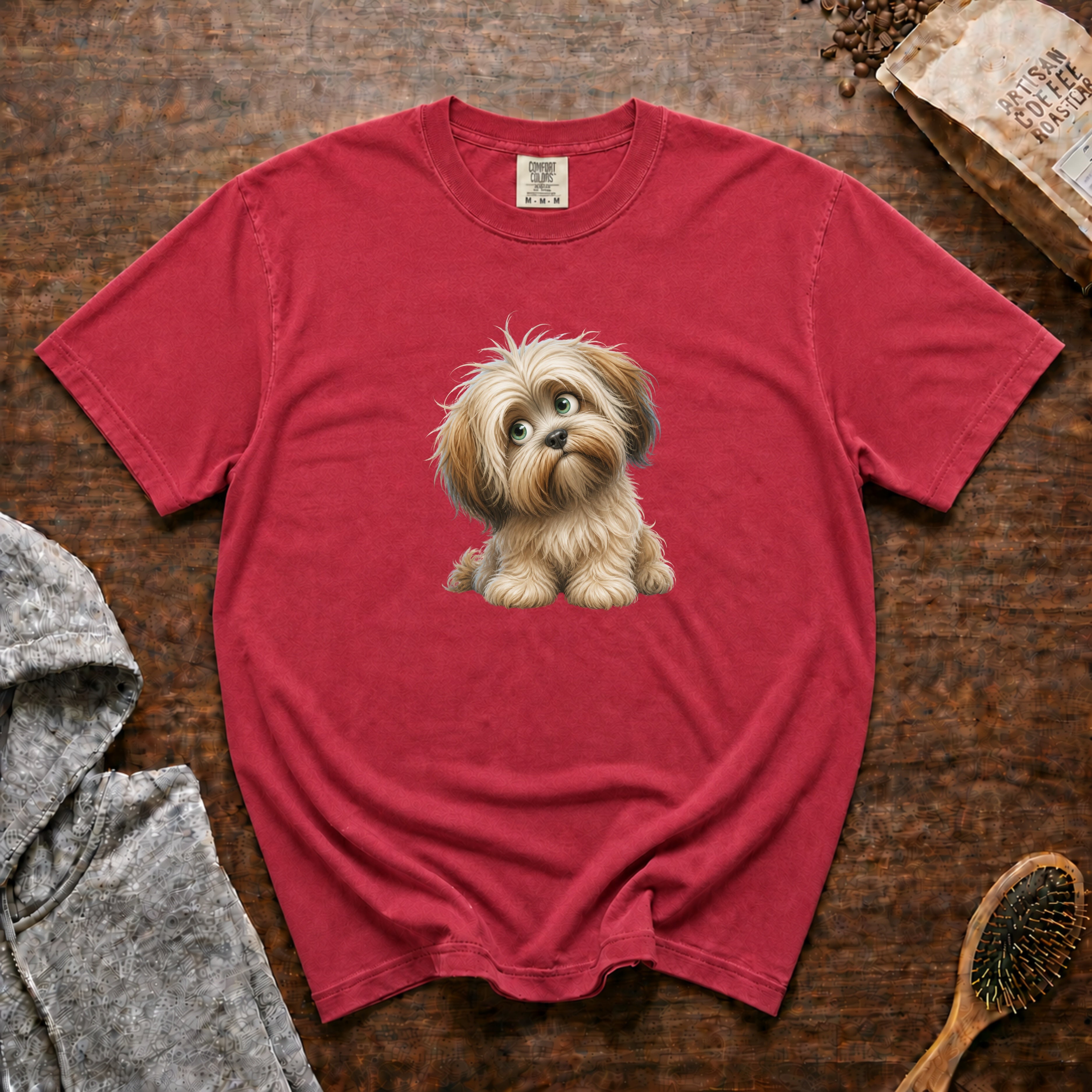 Sweet Lhasa Apso T-Shirt — Crimson
