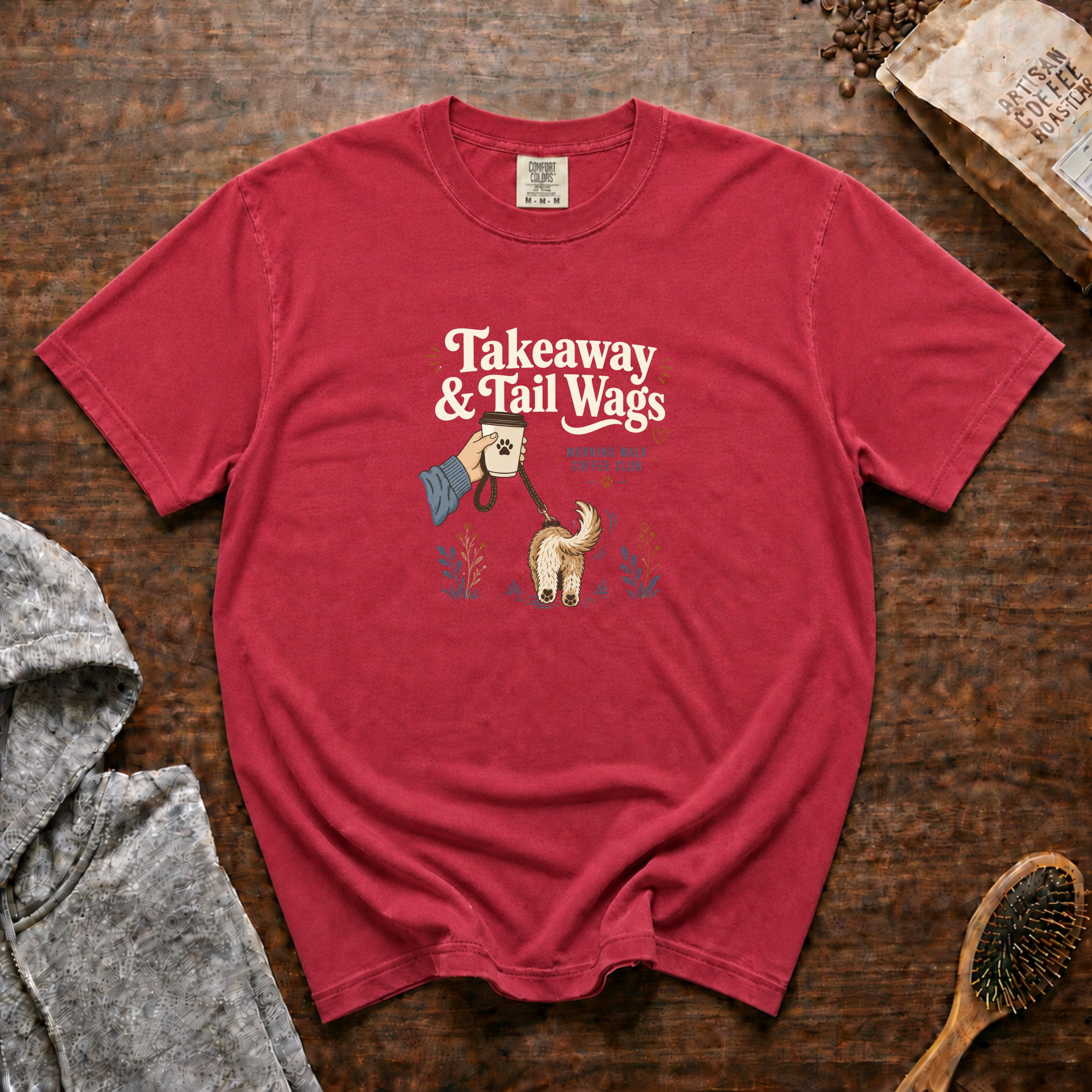 Takeaway And Tail Wags 1 T-Shirt — Crimson