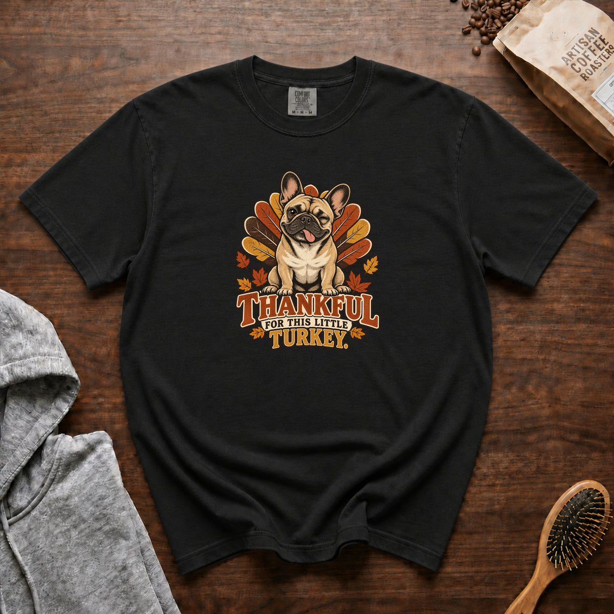 Thankful For This Little Turkey T-Shirt — Black