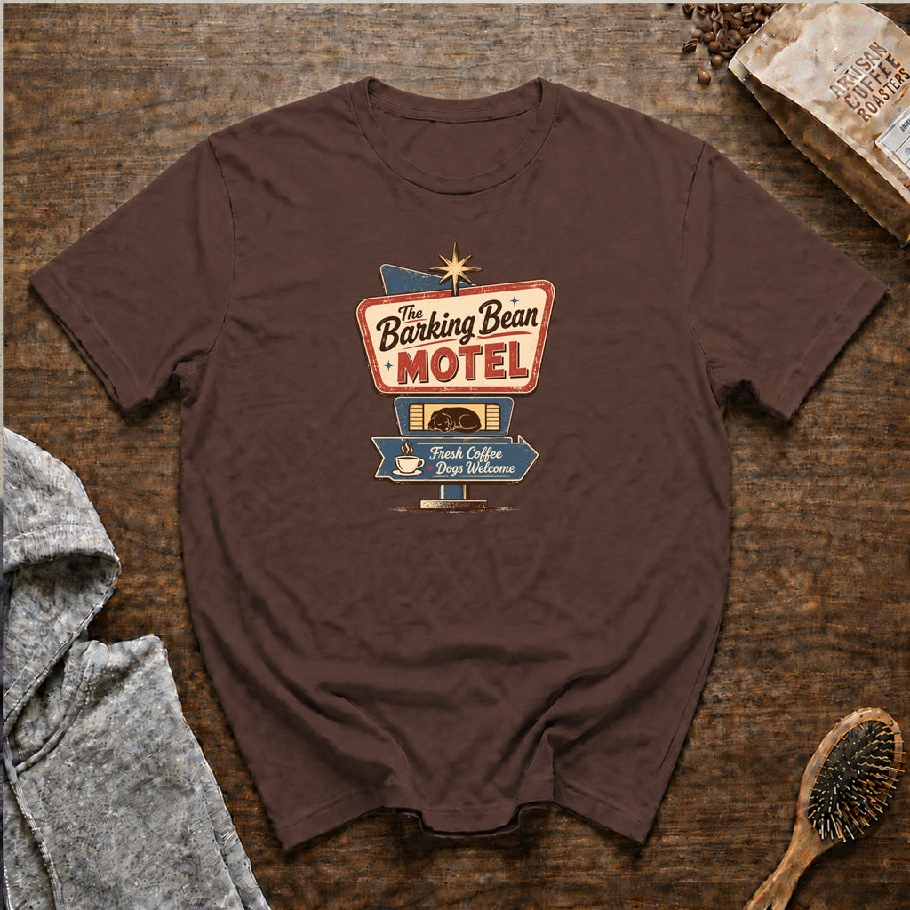 The Barking Bean Motel T-Shirt — Espresso