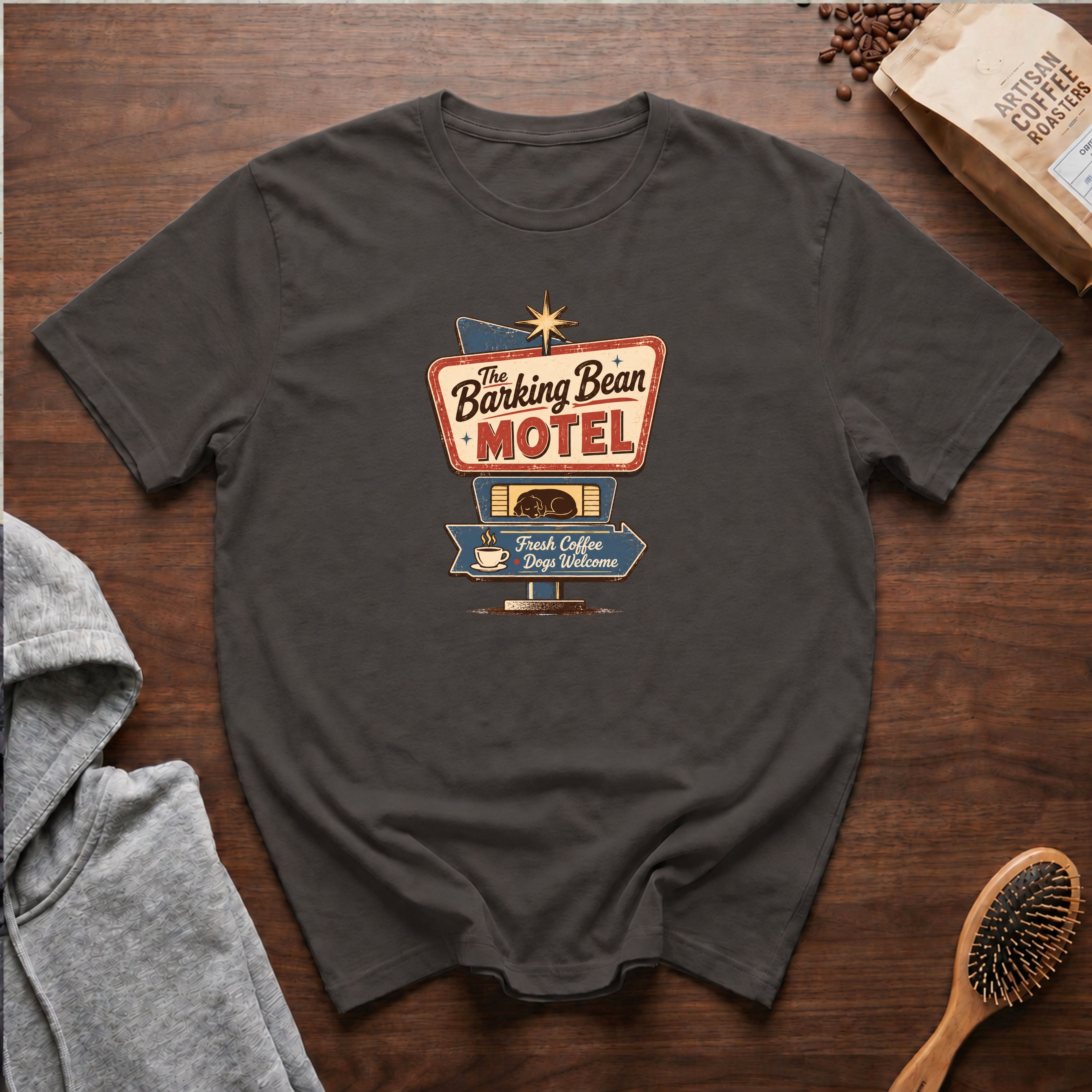 The Barking Bean Motel T-Shirt — Pepper