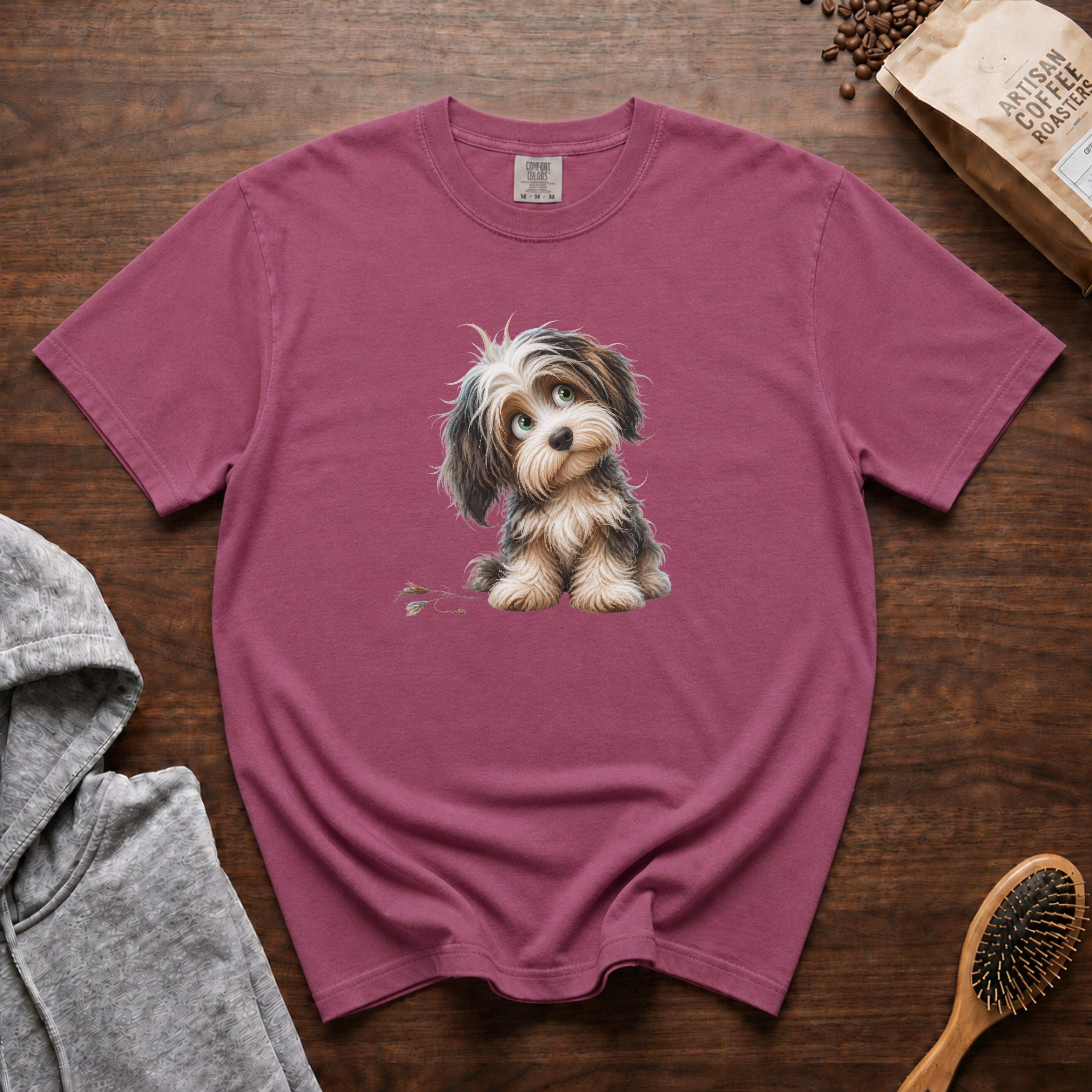 Tibetan Terrier â Feathered Friend T-Shirt — Berry