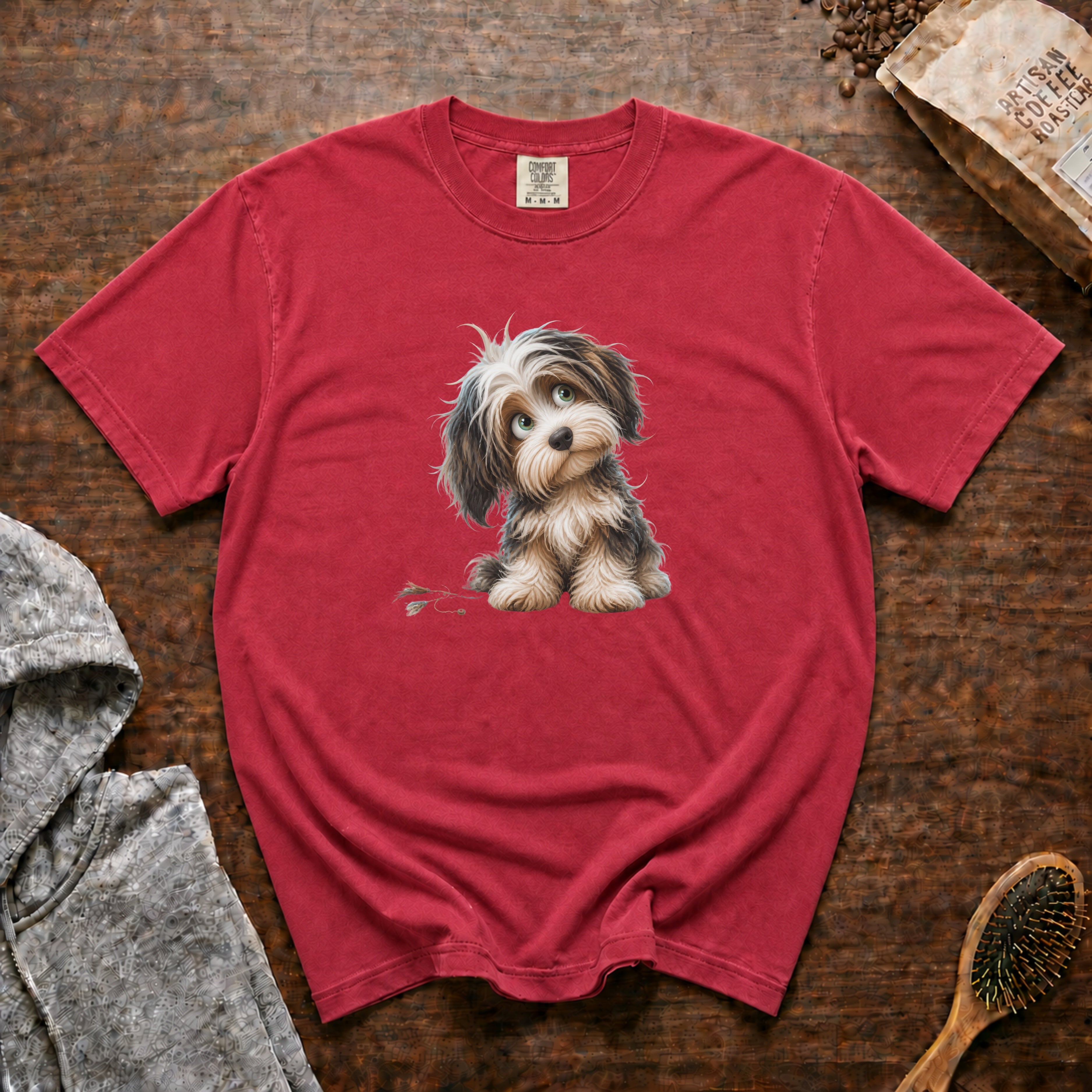 Tibetan Terrier â Feathered Friend T-Shirt — Crimson