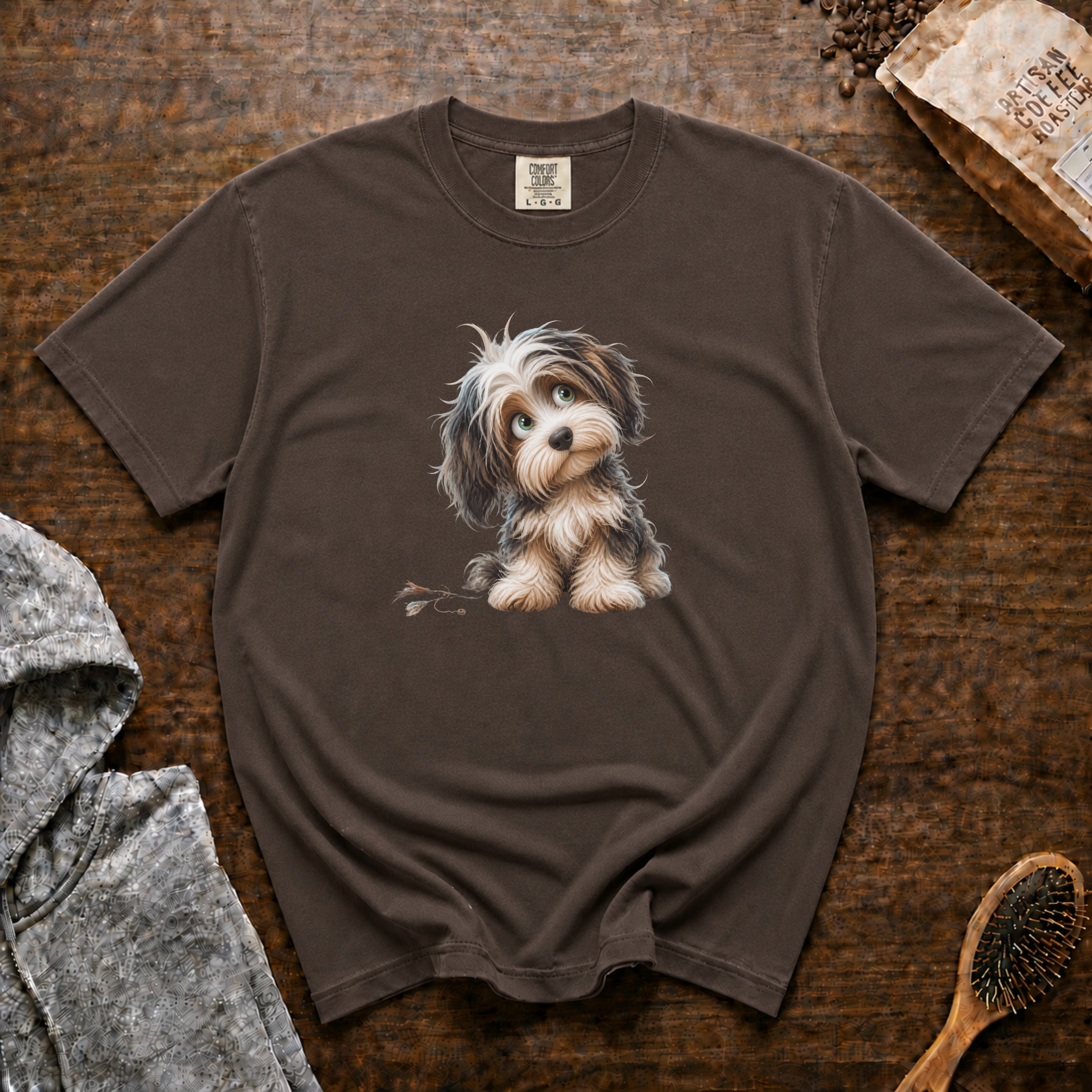 Tibetan Terrier â Feathered Friend T-Shirt — Espresso