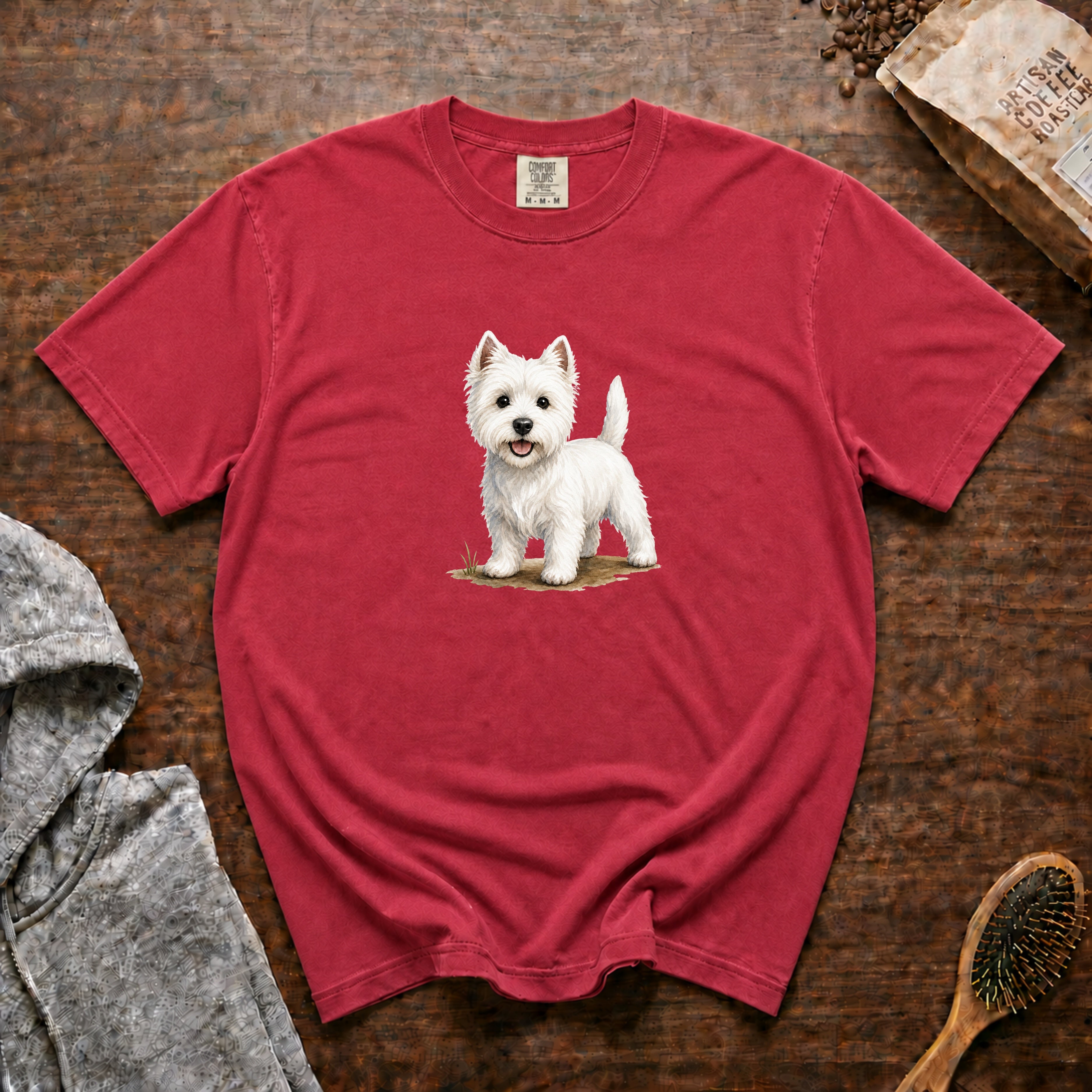 Westie Bright Eyed T-Shirt — Crimson