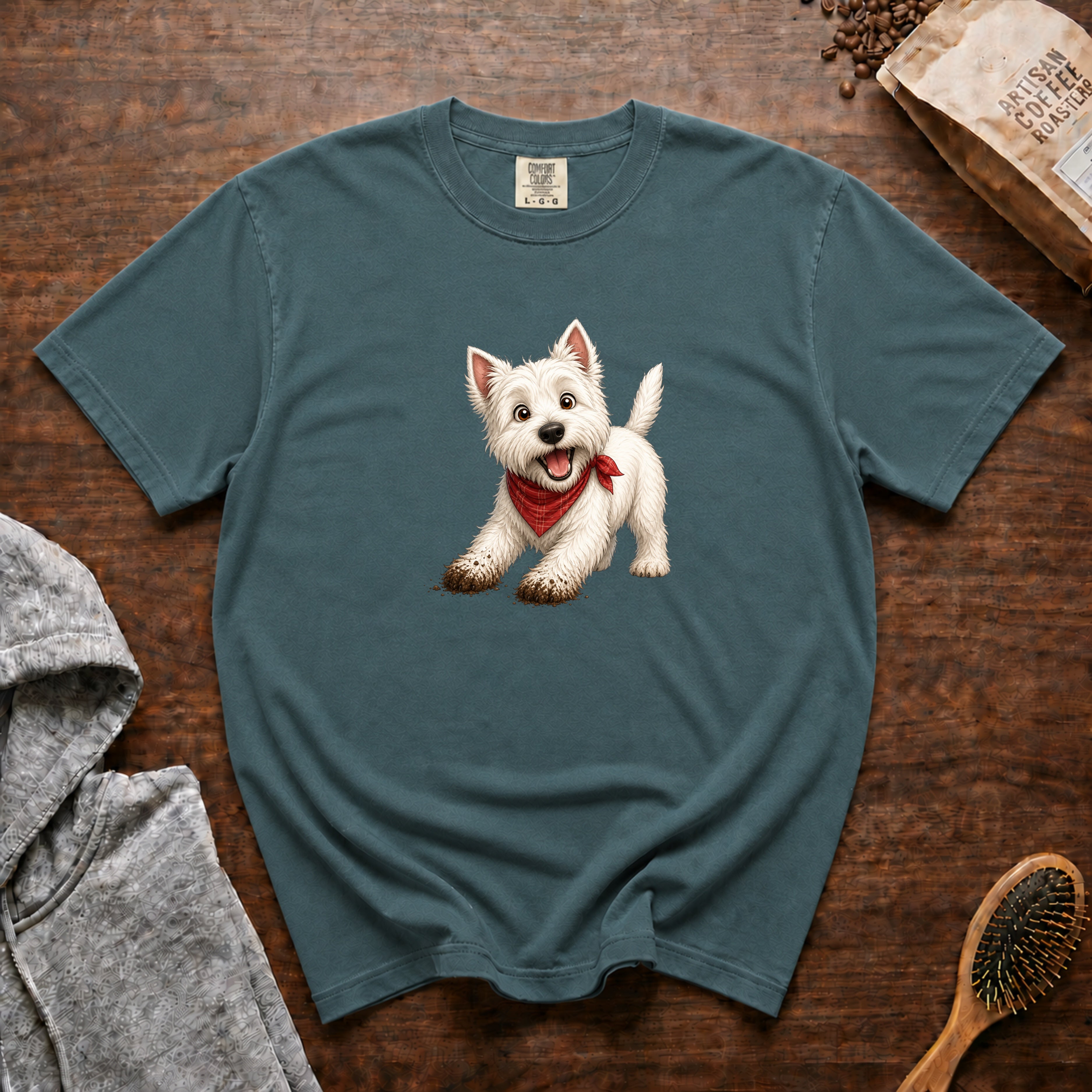 Westie Digger T-Shirt — Blue Spruce