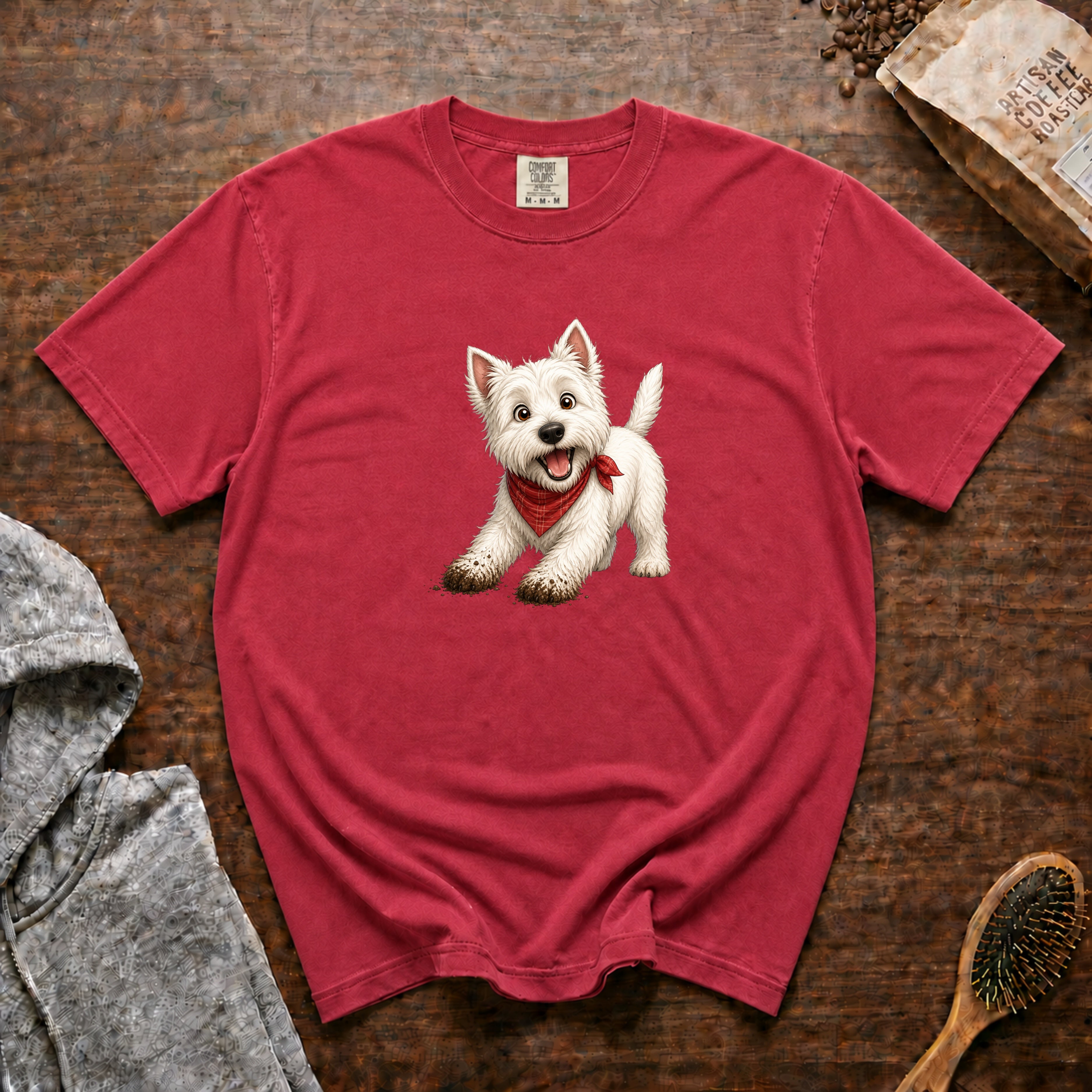 Westie Digger T-Shirt — Crimson