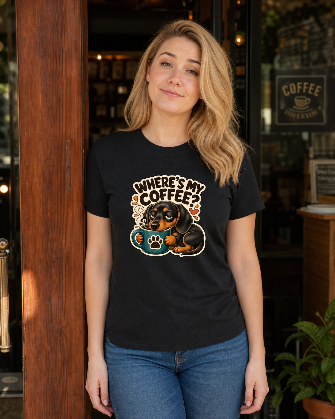 Where's My Coffee T-Shirt | Dog Coffee Lover Funny Tee