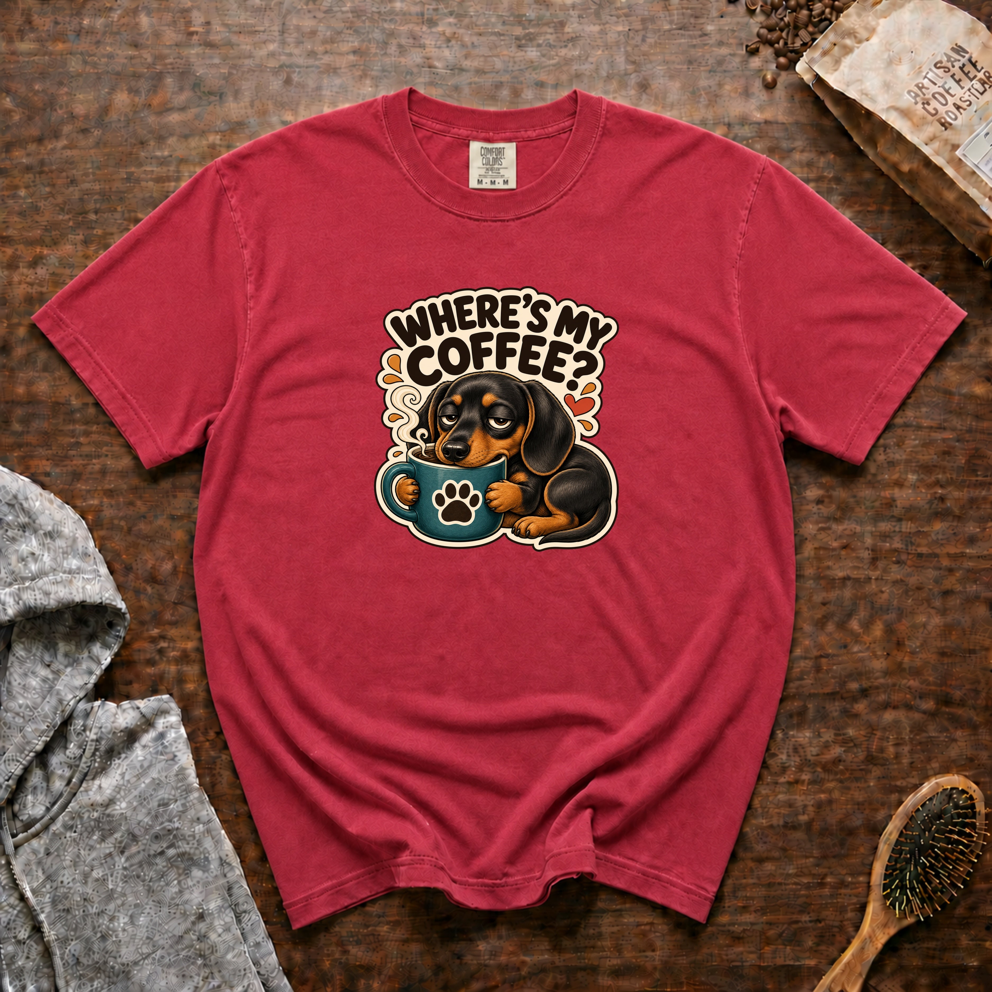 Where'S My Coffee T-Shirt — Crimson