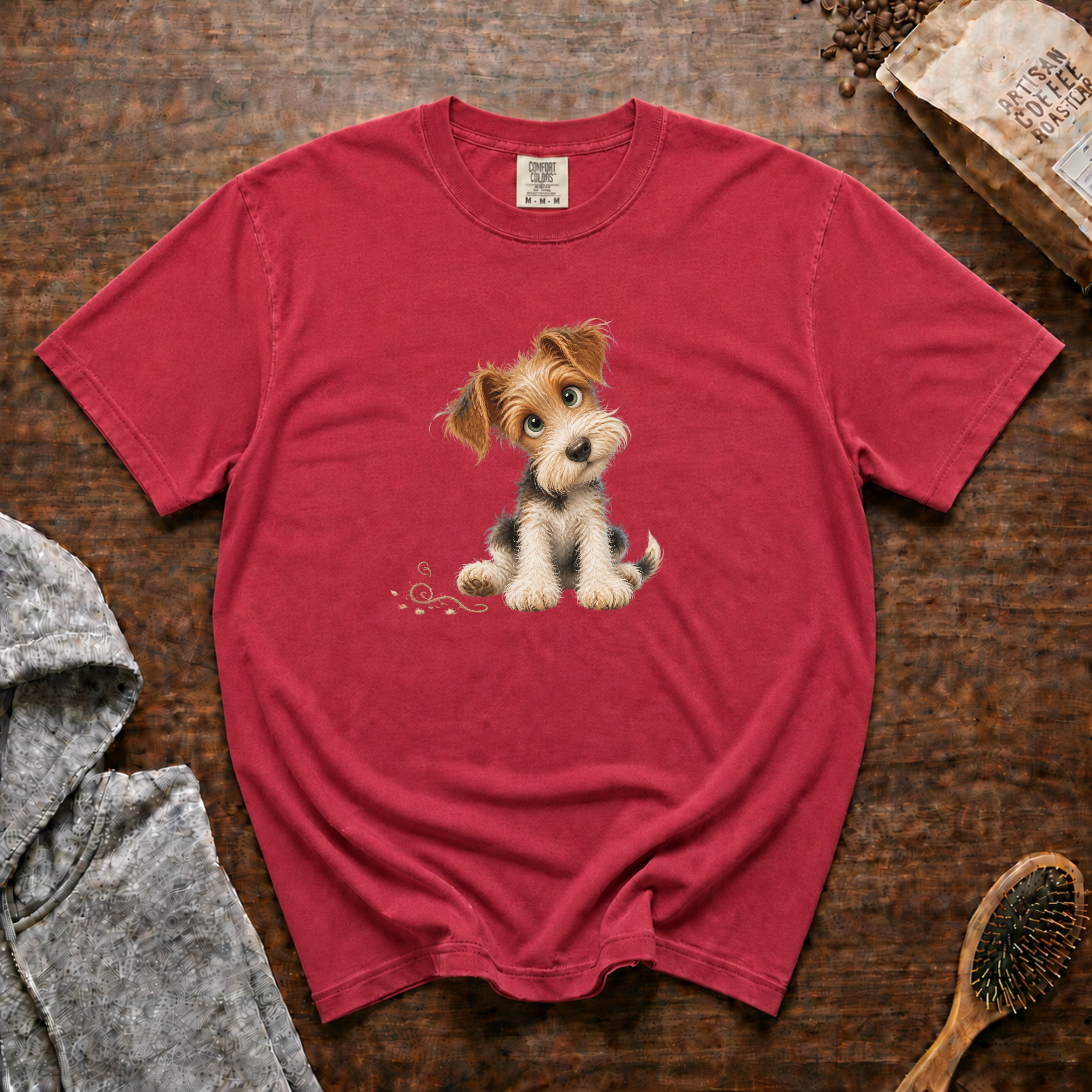 Wire Fox Terrier â String Along T-Shirt — Crimson