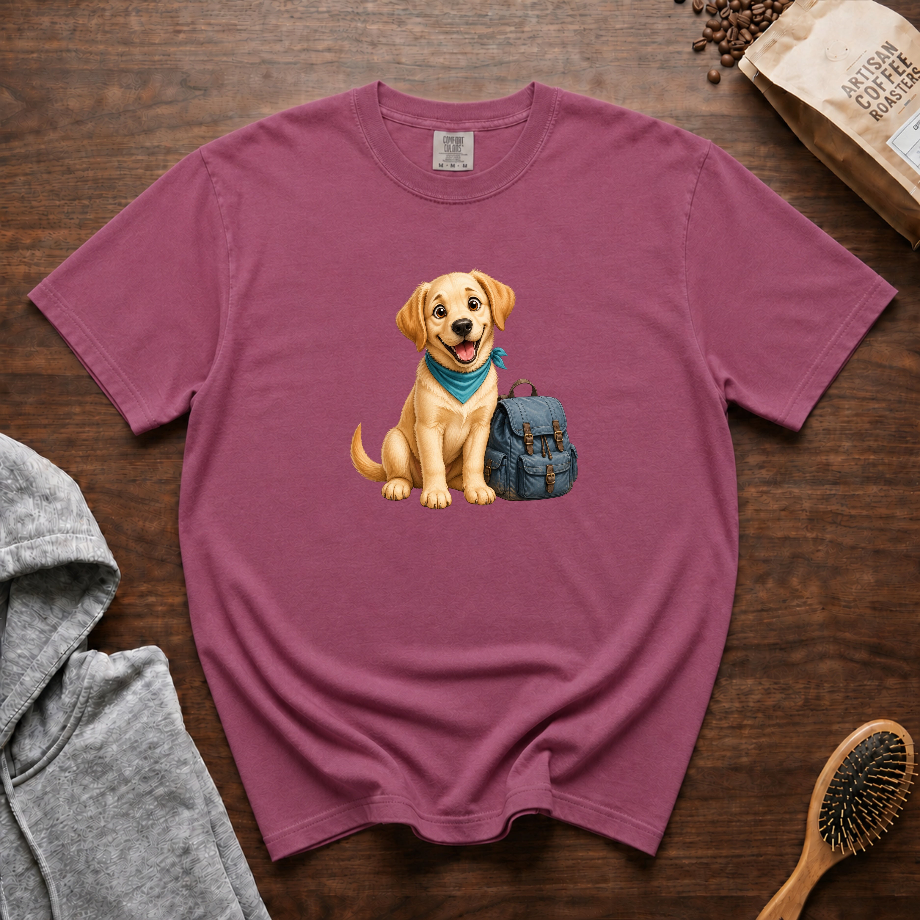 Yellow Lab Adventure Pack T-Shirt — Berry