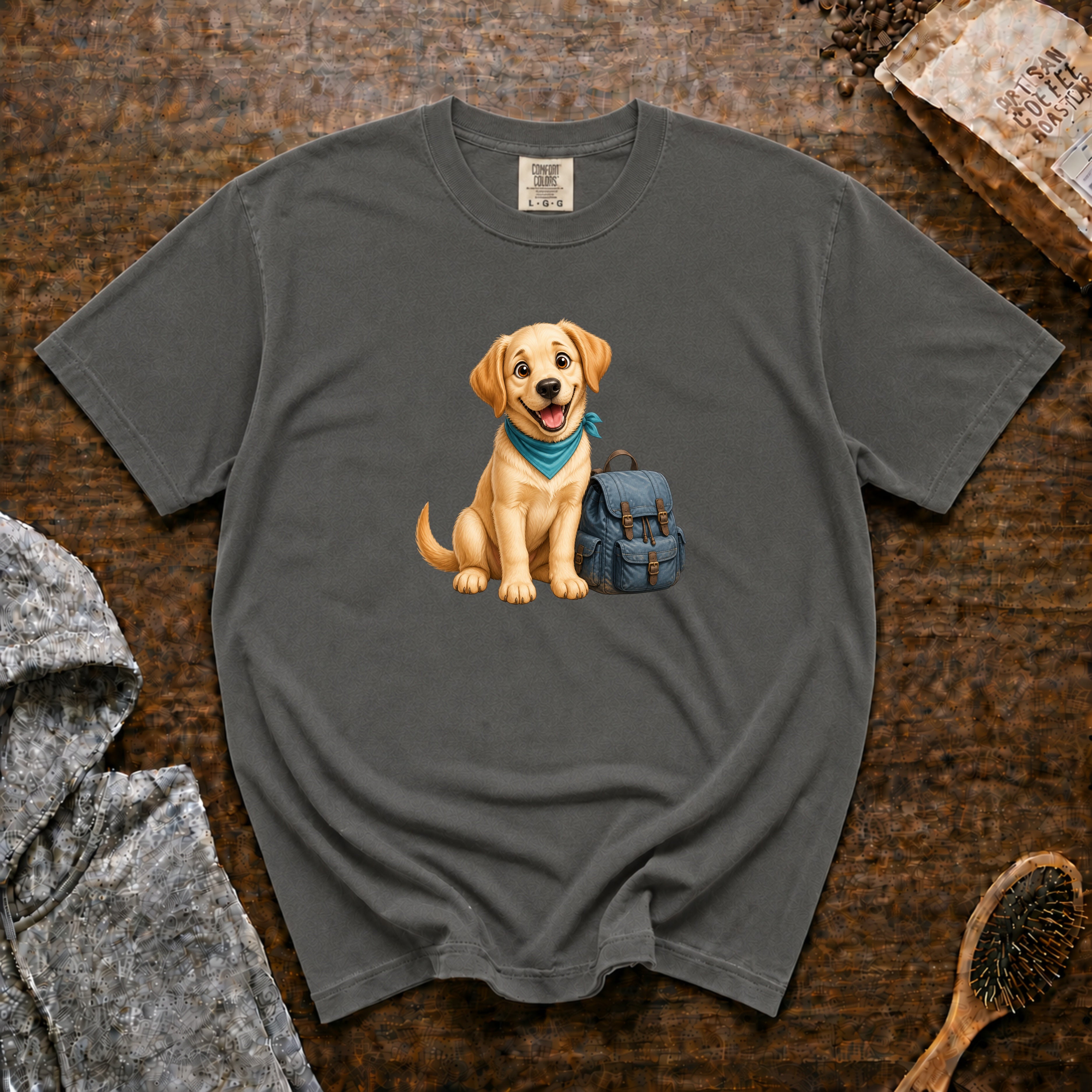 Yellow Lab Adventure Pack T-Shirt — Pepper