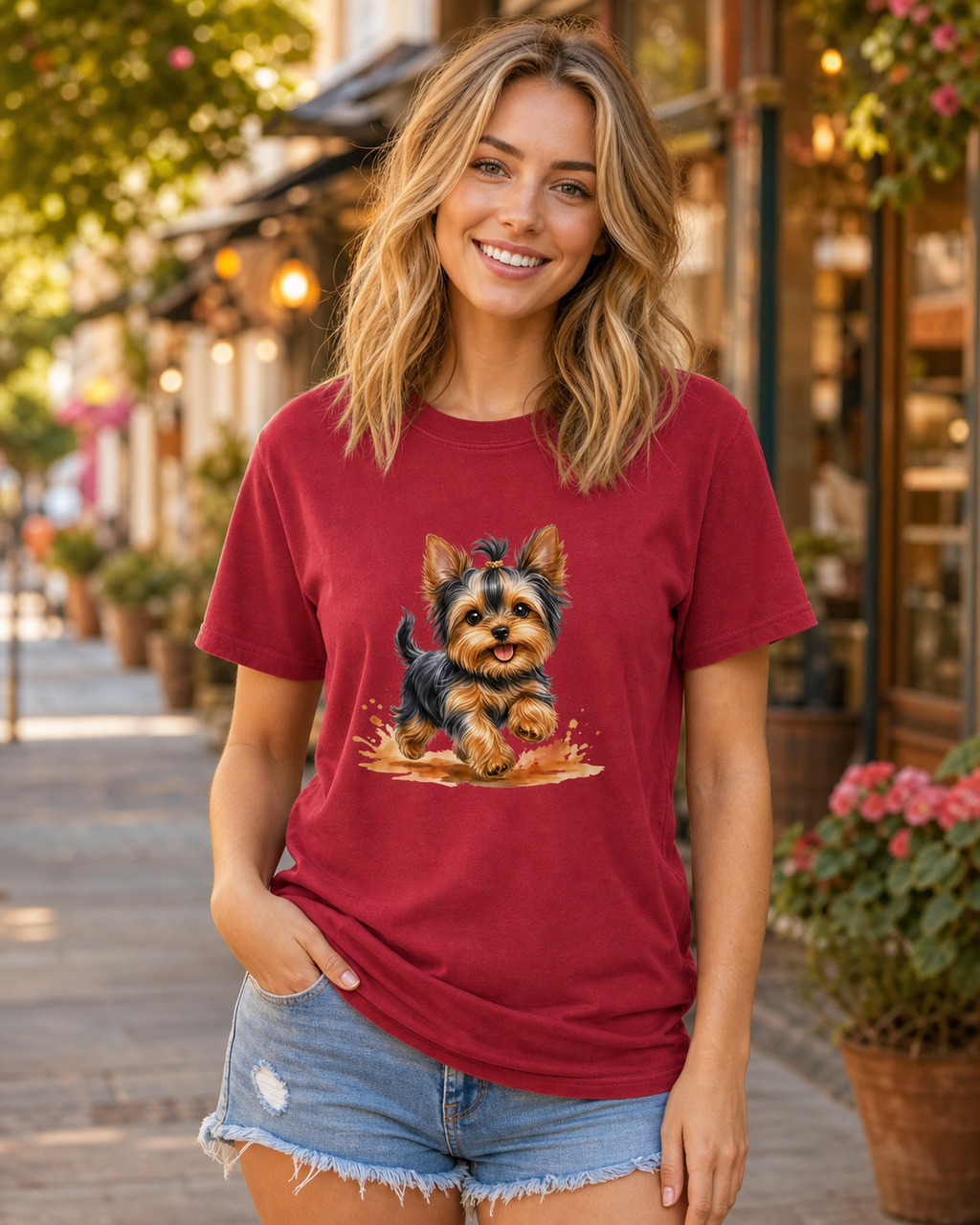 Yorkie Topknot Bounce T-Shirt | Yorkie Dog Lover Tee