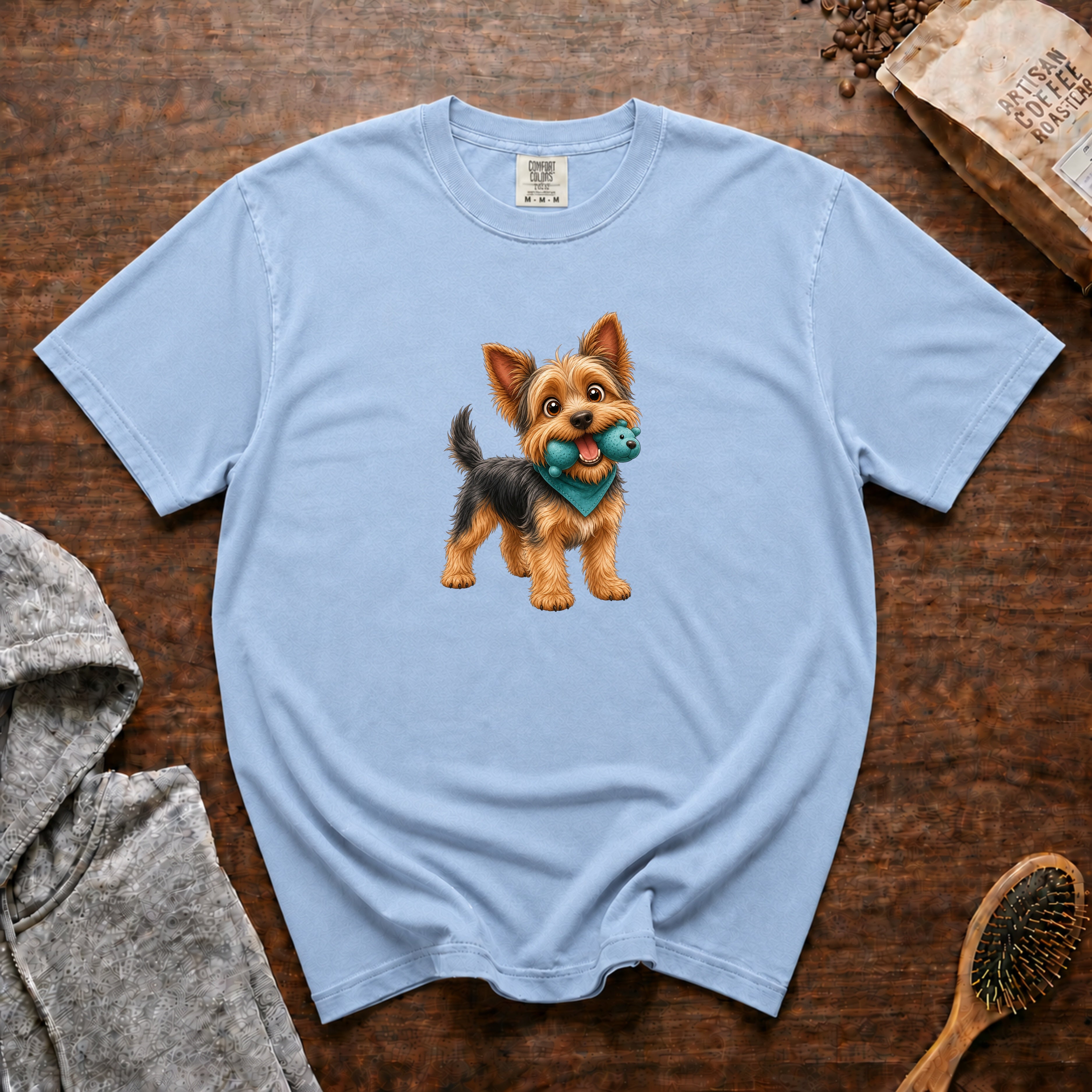 Yorkie With A Squeaky T-Shirt — Chambray