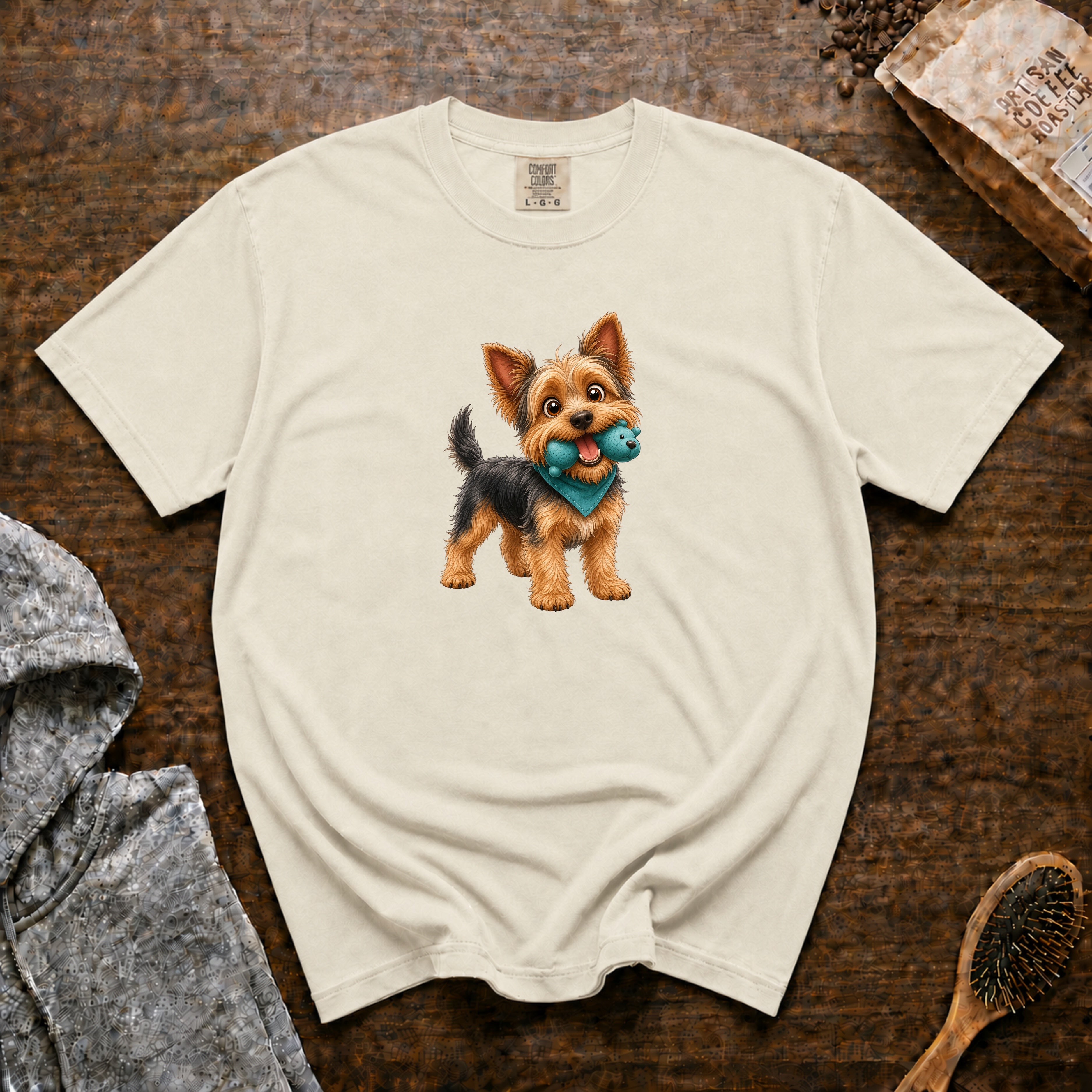 Yorkie With A Squeaky T-Shirt — Ivory