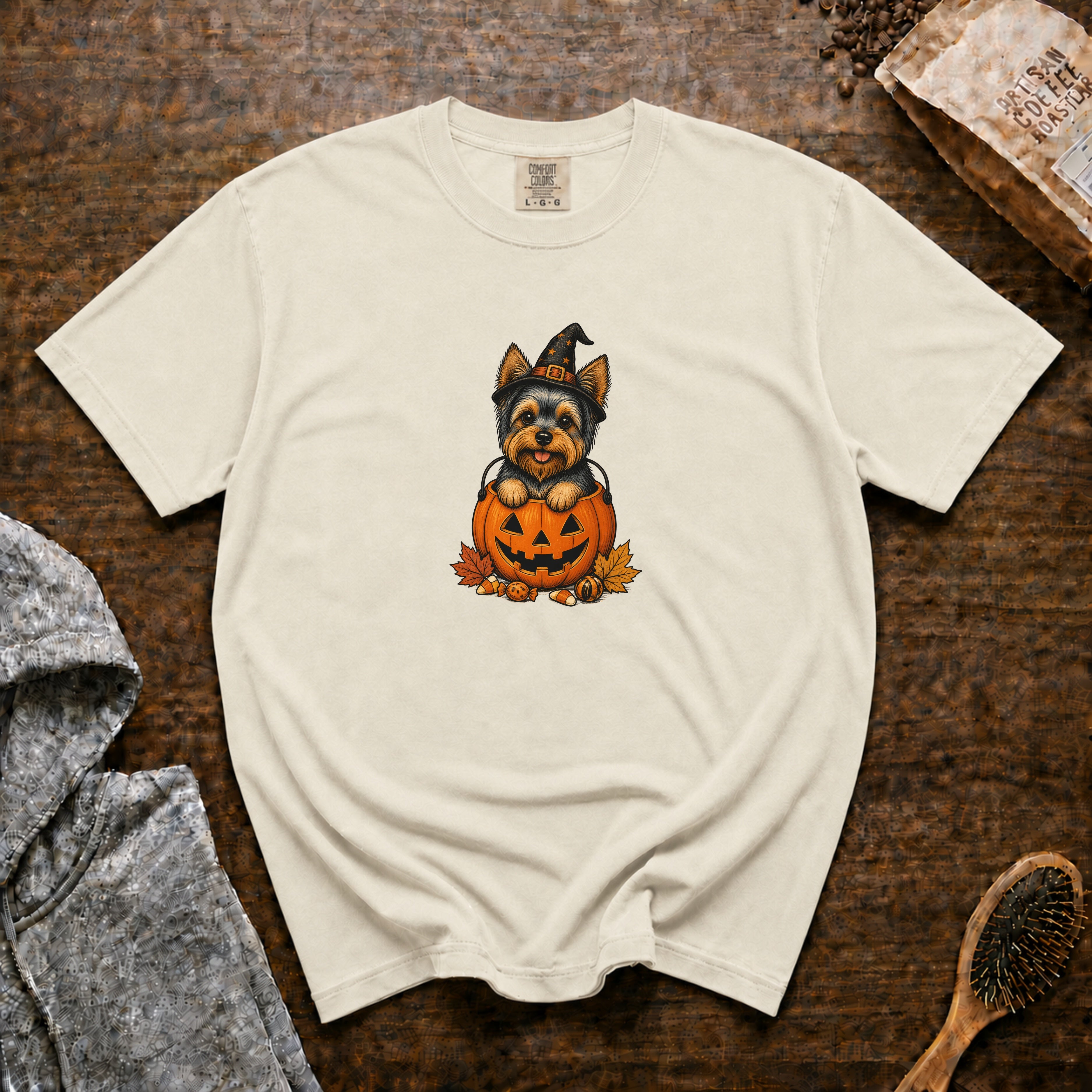 Yorkshire Terrier Halloween T-Shirt — Ivory